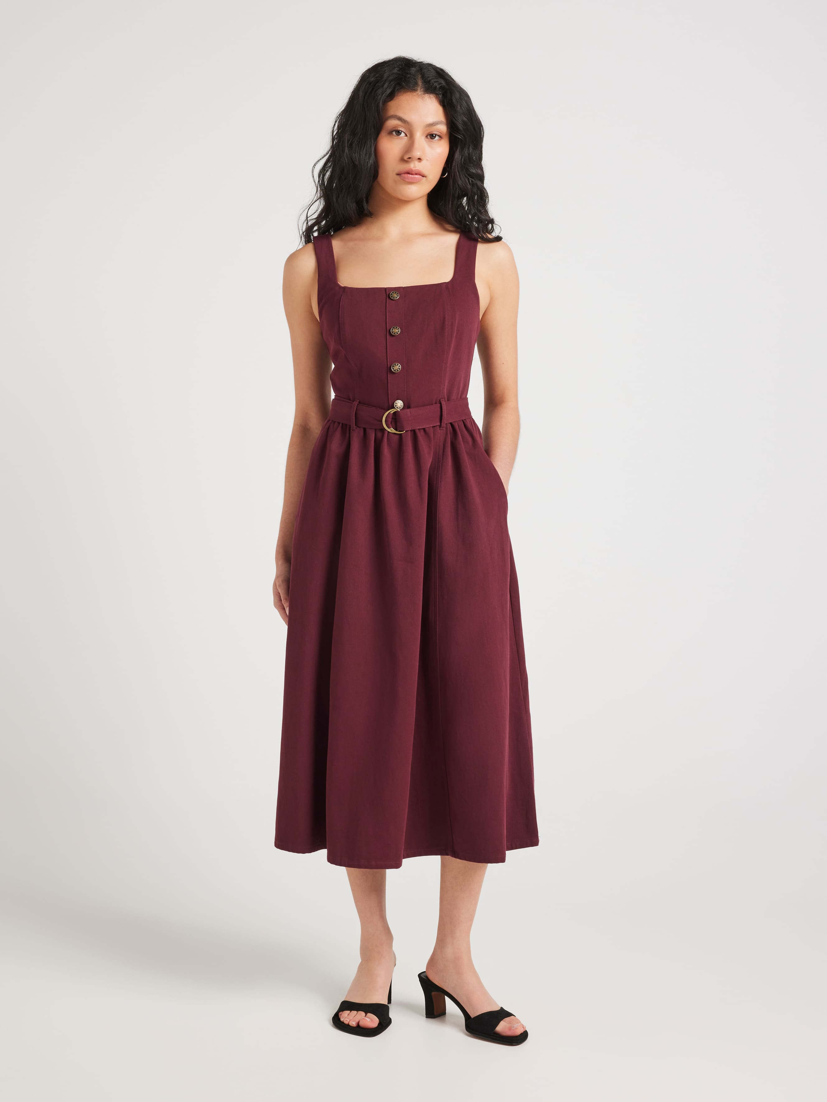 Pure Denim Sleeveless Midi Dress