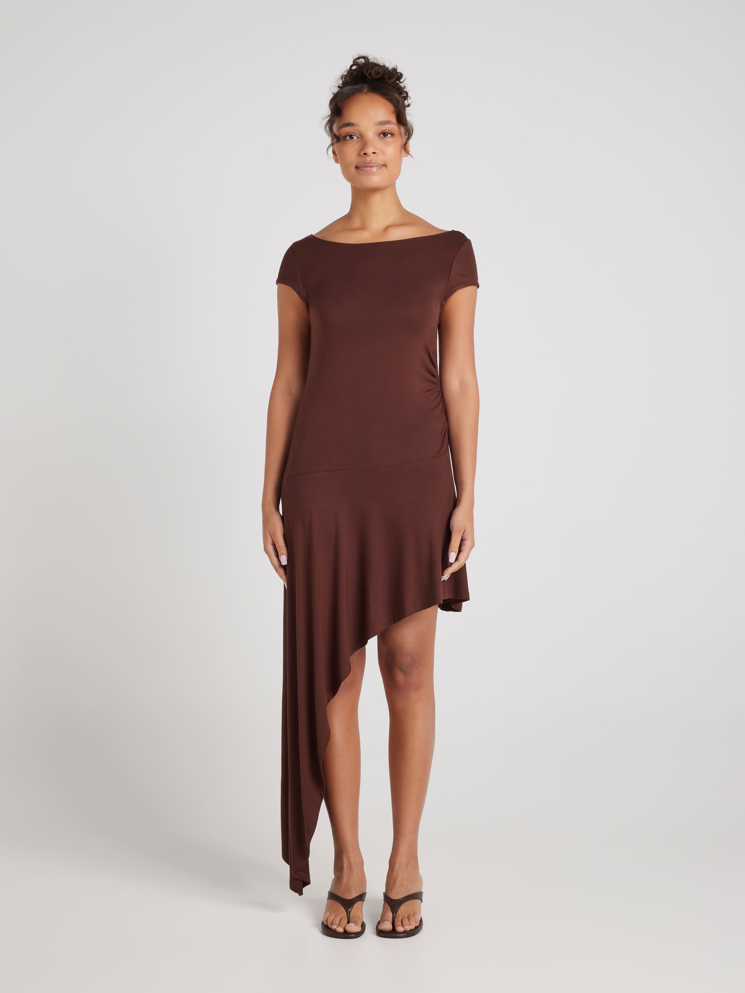 Angie Asymmetrical Jersey Midi Dress