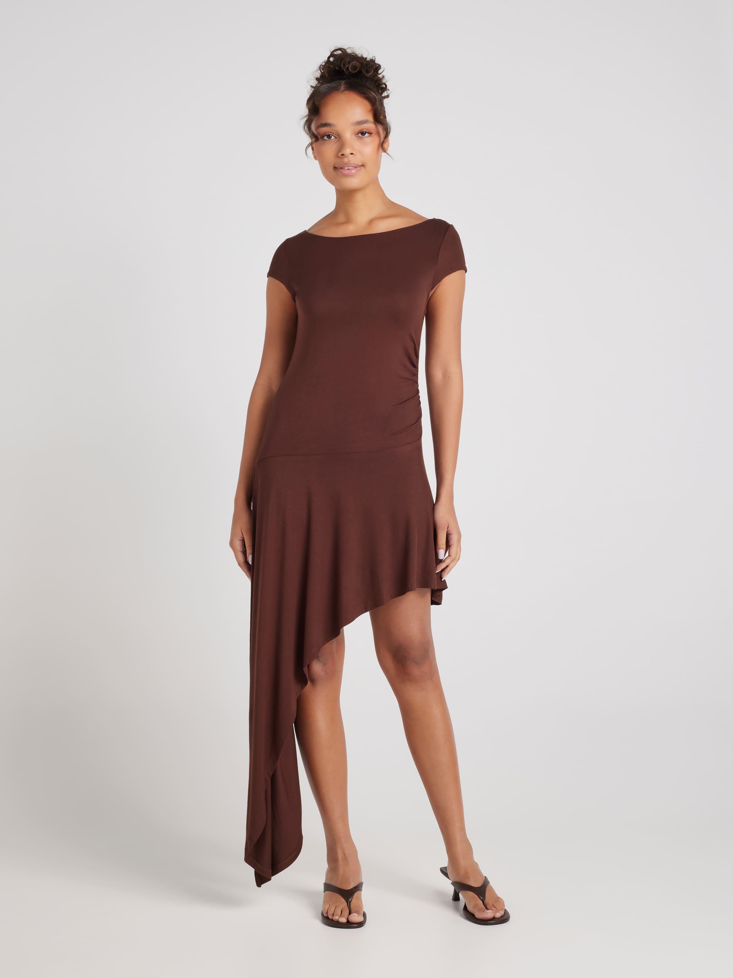 Angie Asymmetrical Jersey Midi Dress