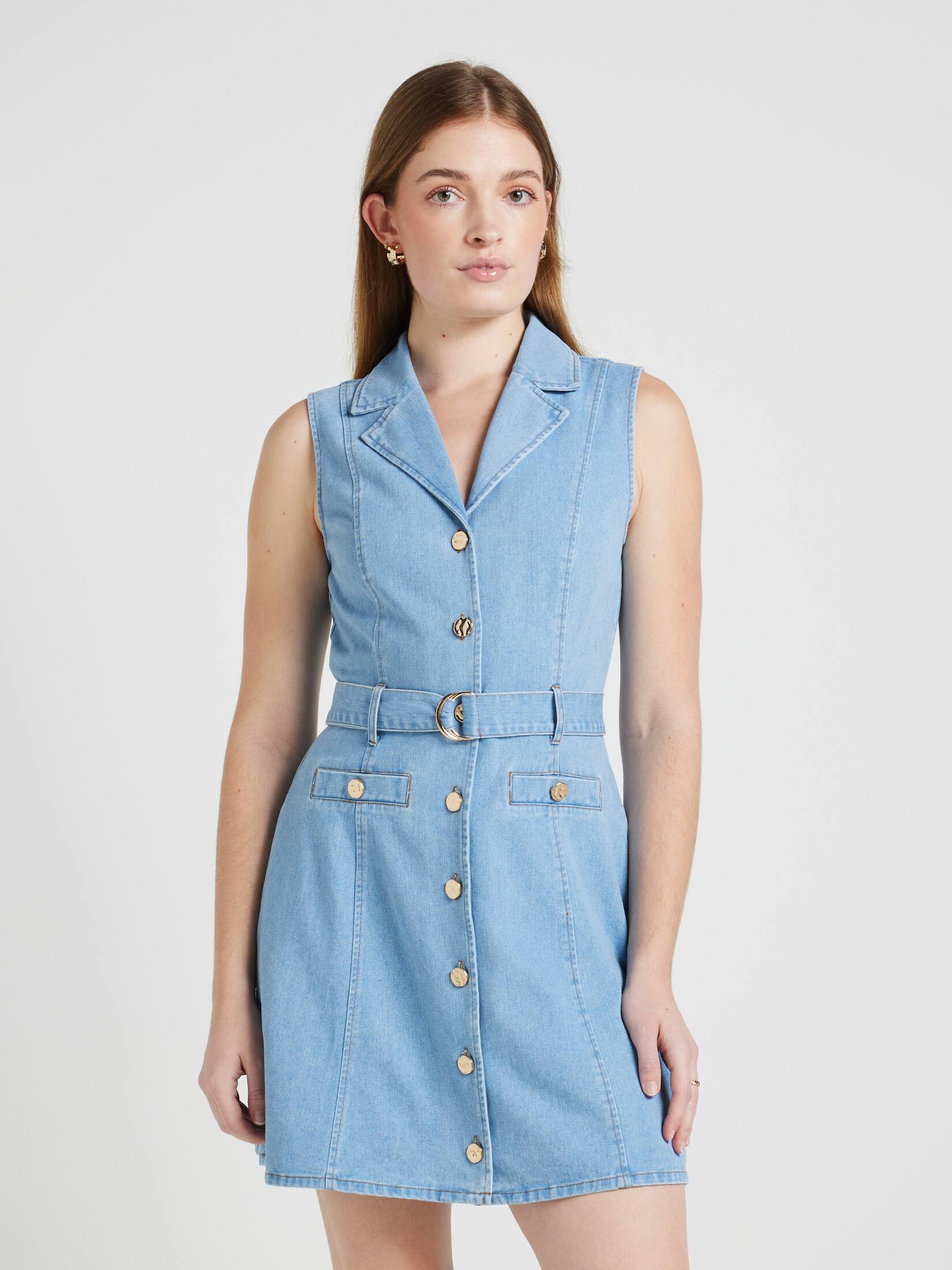 Katie Denim Collar Mini Dress