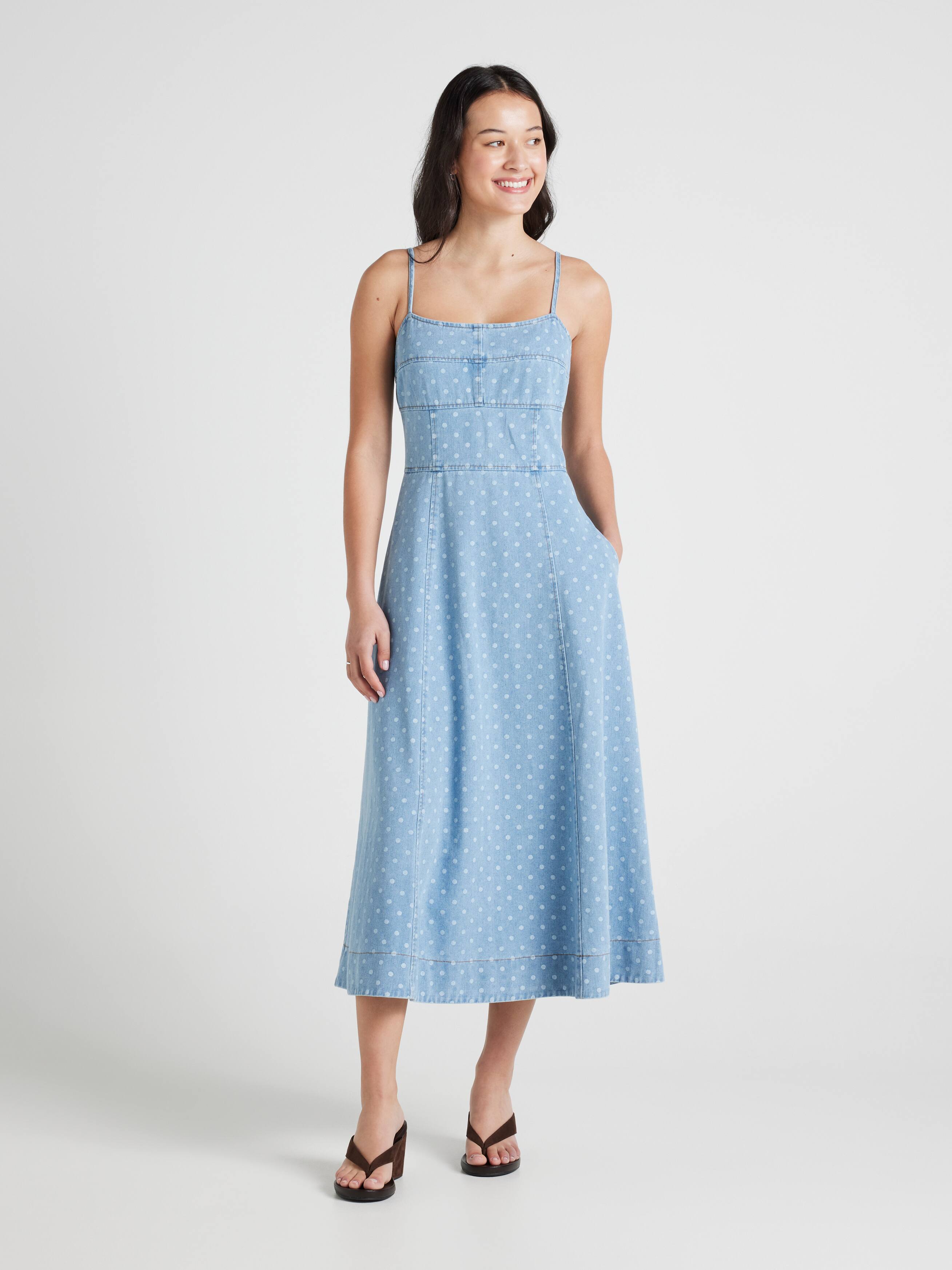 Honey Denim Strapy Midi Dress