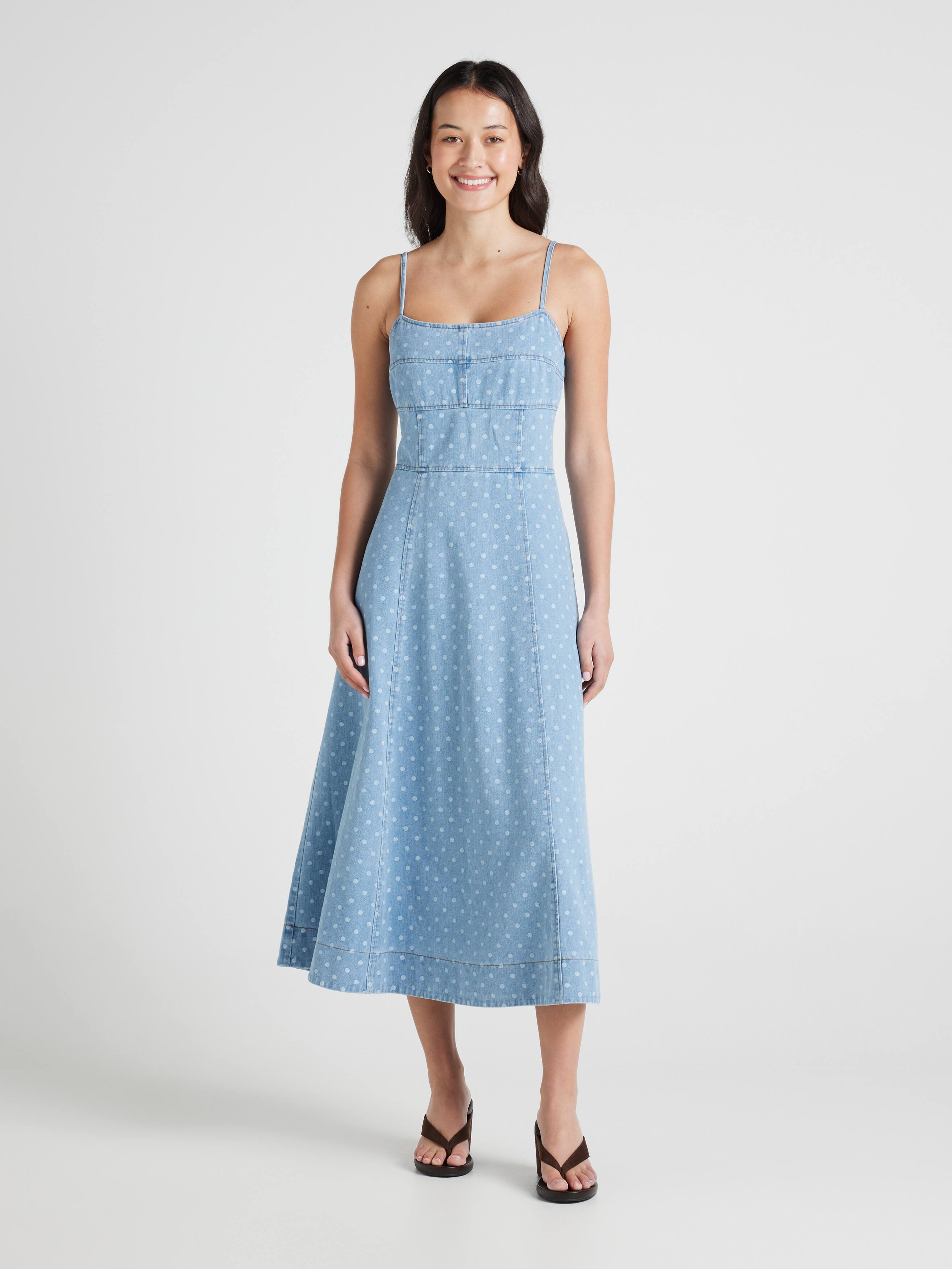 Honey Denim Strapy Midi Dress