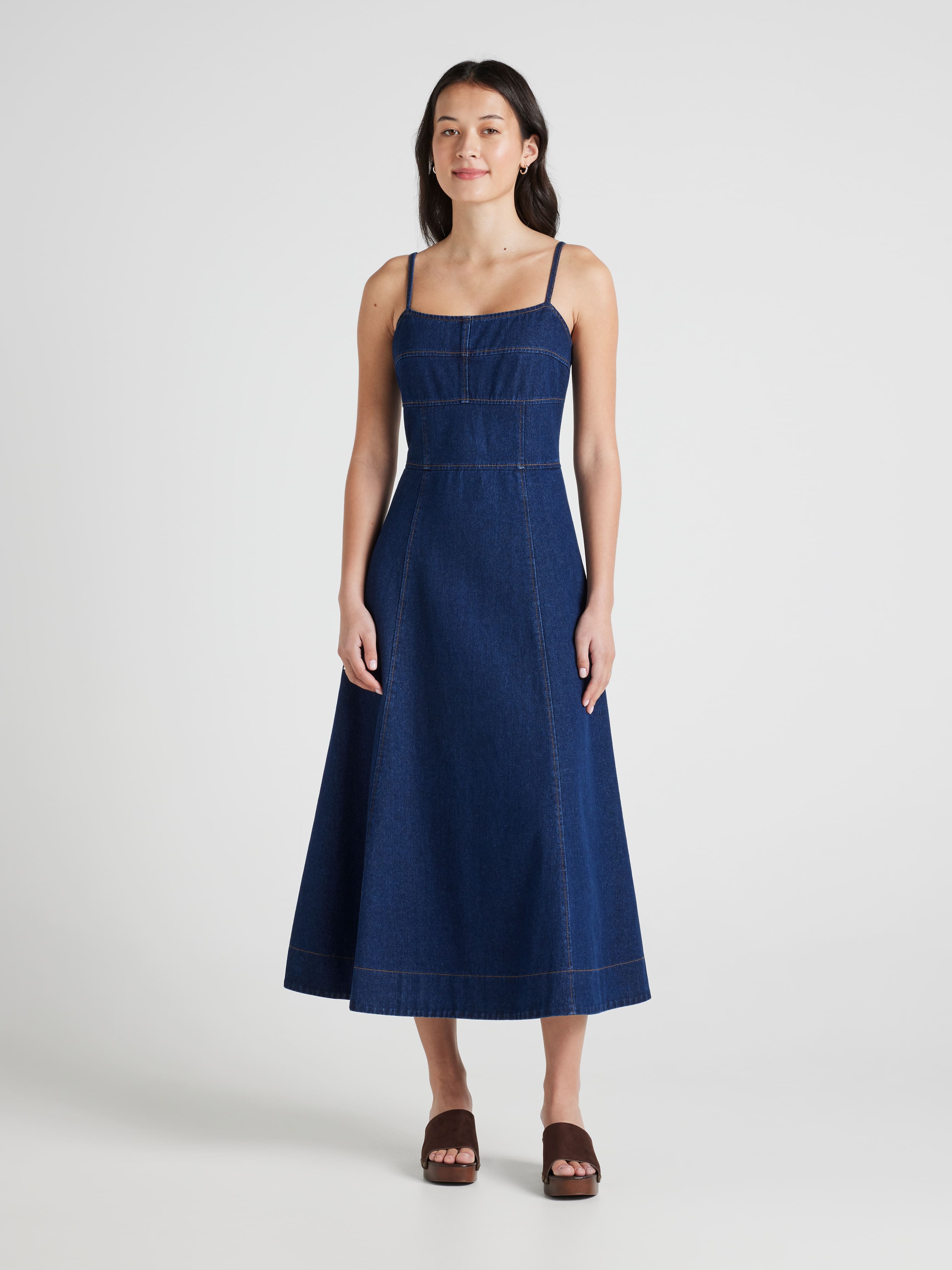 Honey Denim Strapy Midi Dress