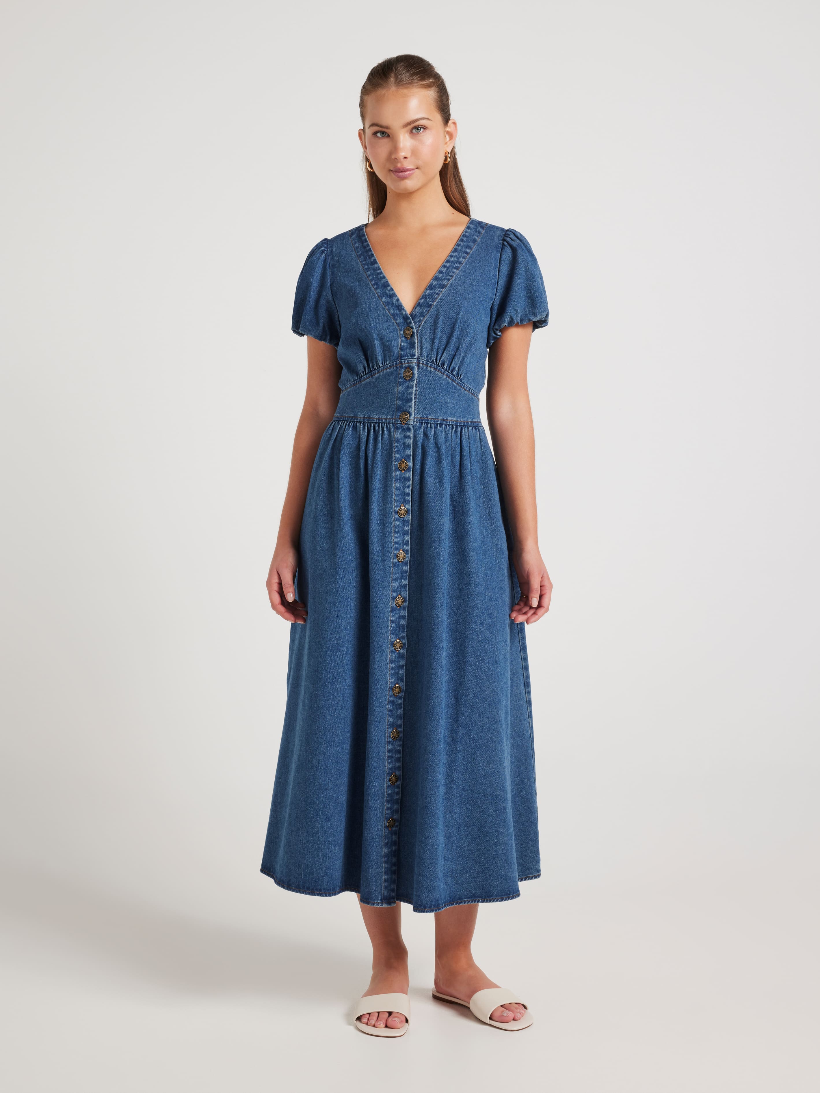 Maddie Denim Midi Dress