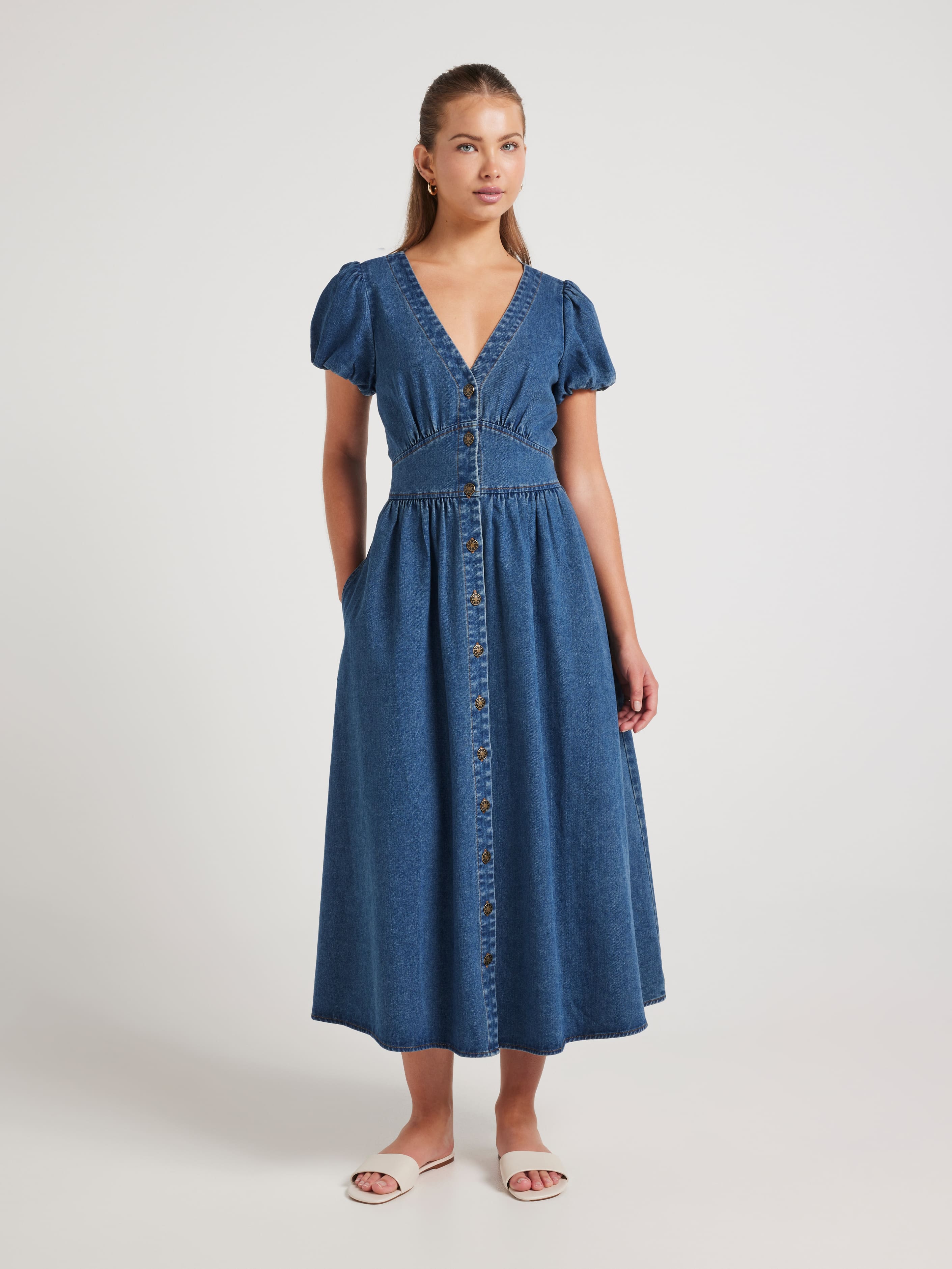 Maddie Denim Midi Dress