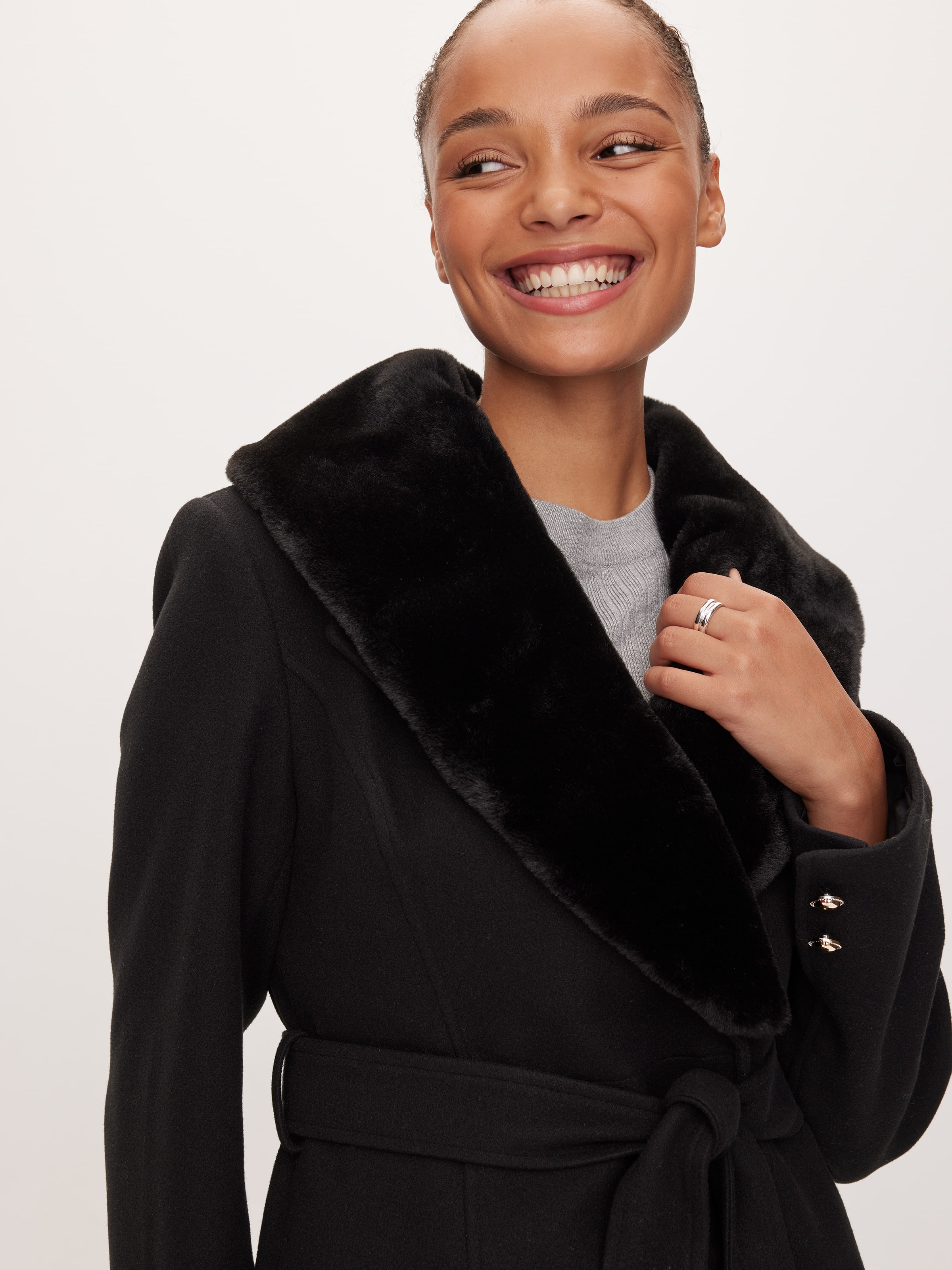 Image for Stockholm Faux Fur Collar Coat from JustGroupNZ
