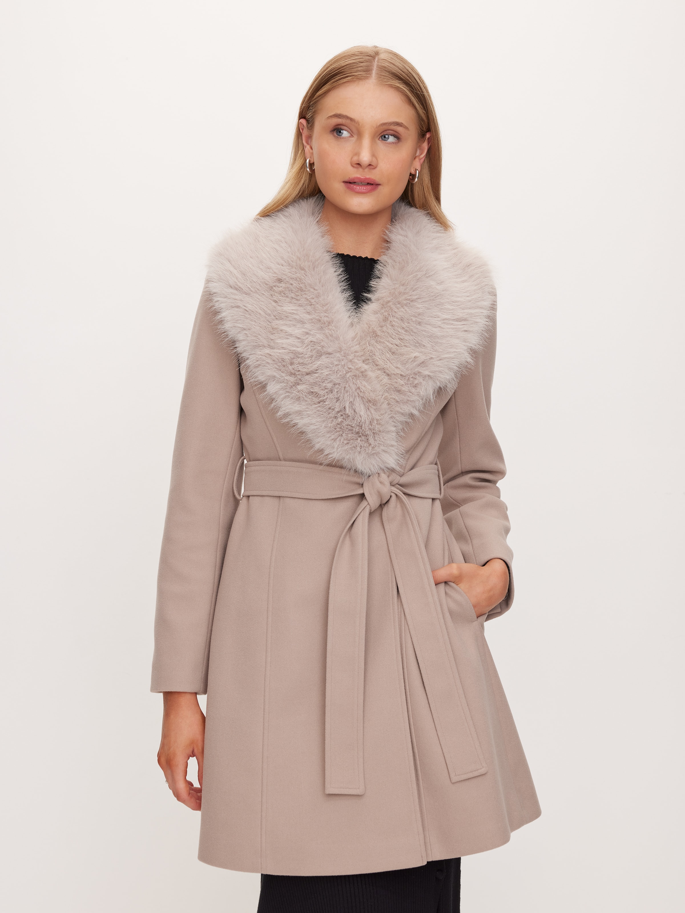 Image for Stockholm Faux Fur Collar Coat from JustGroupNZ