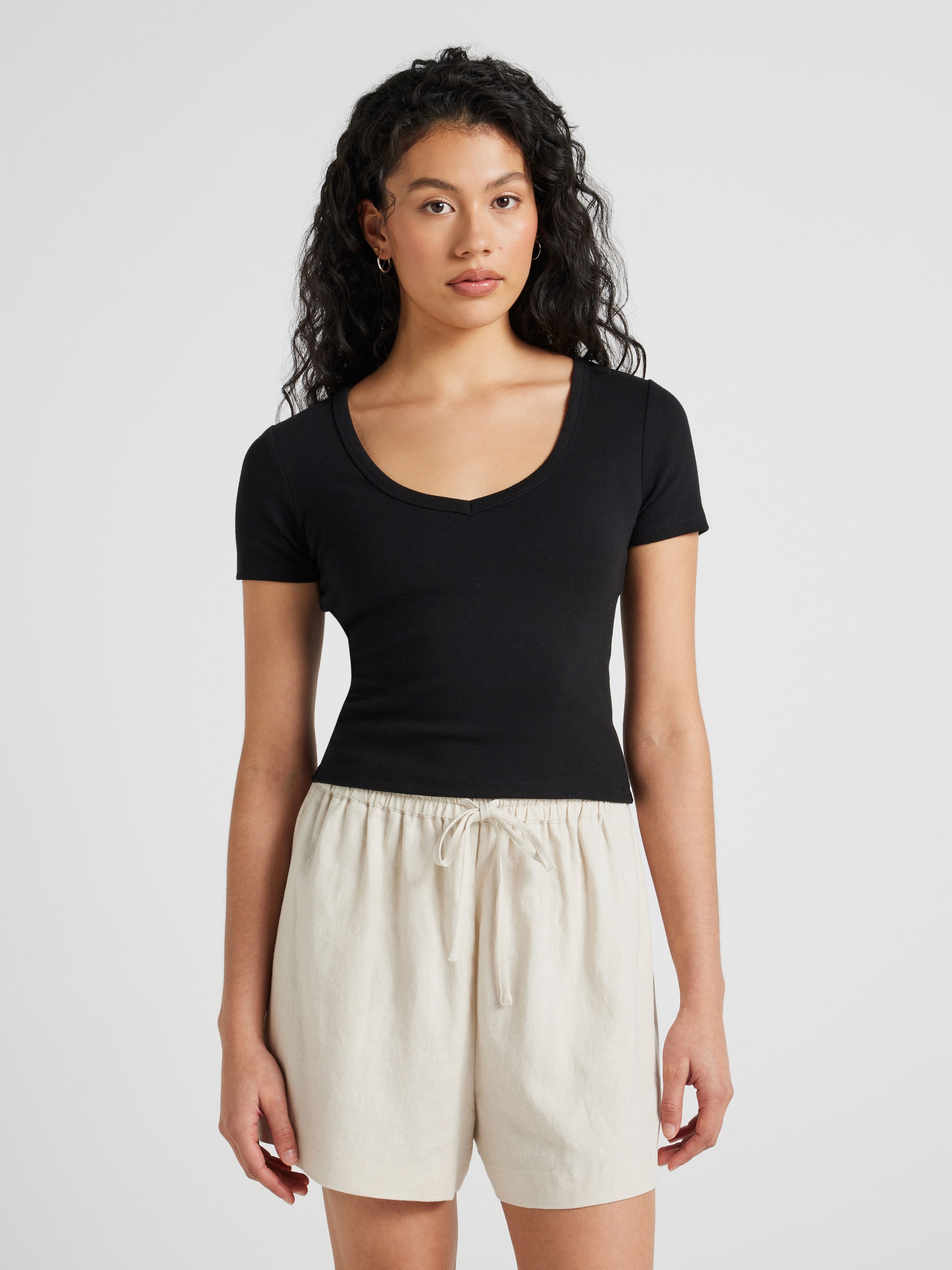 V Neck Fitted Baby Tee