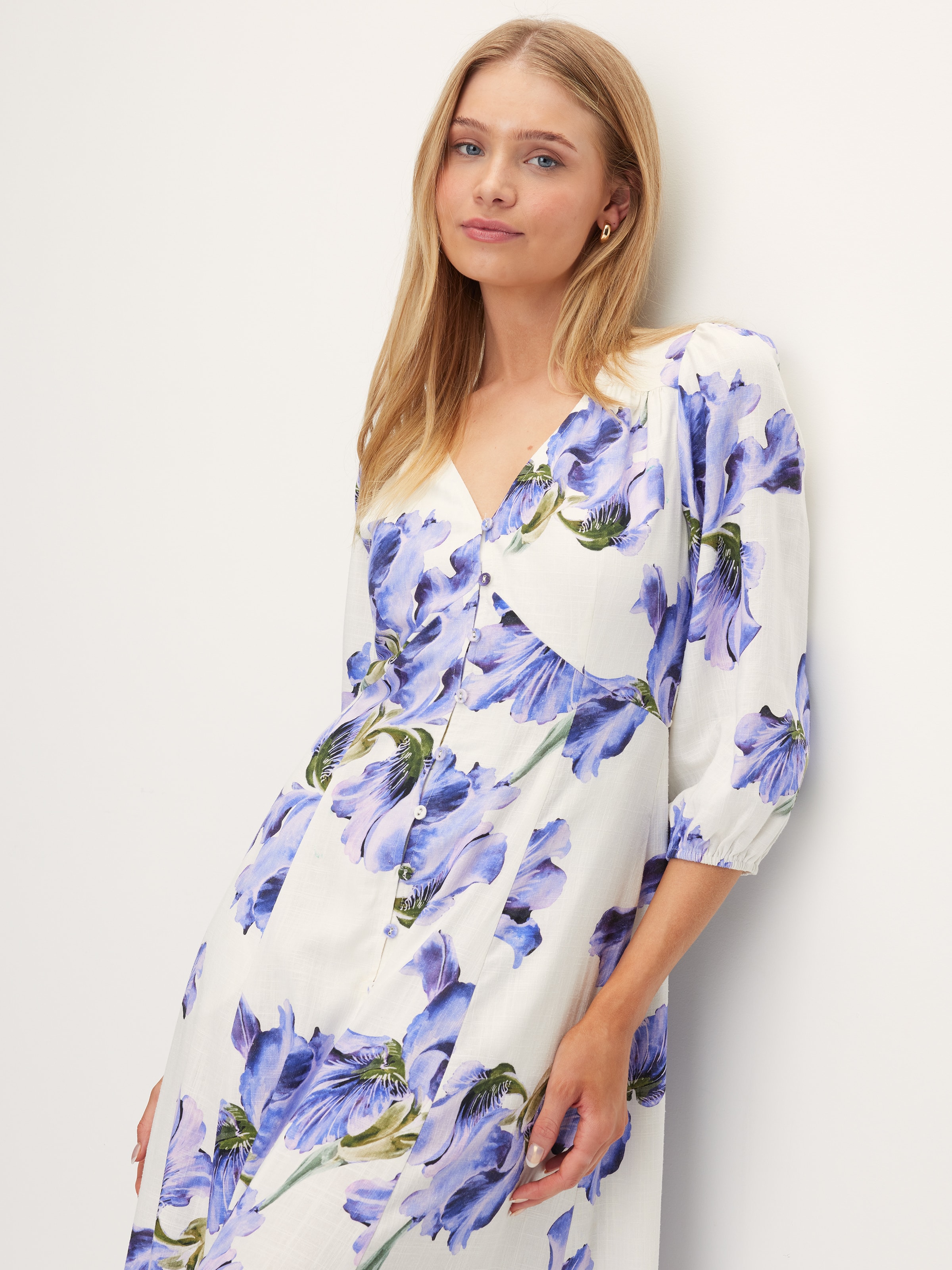 Iris 3/4 Sleeve Midi Dress