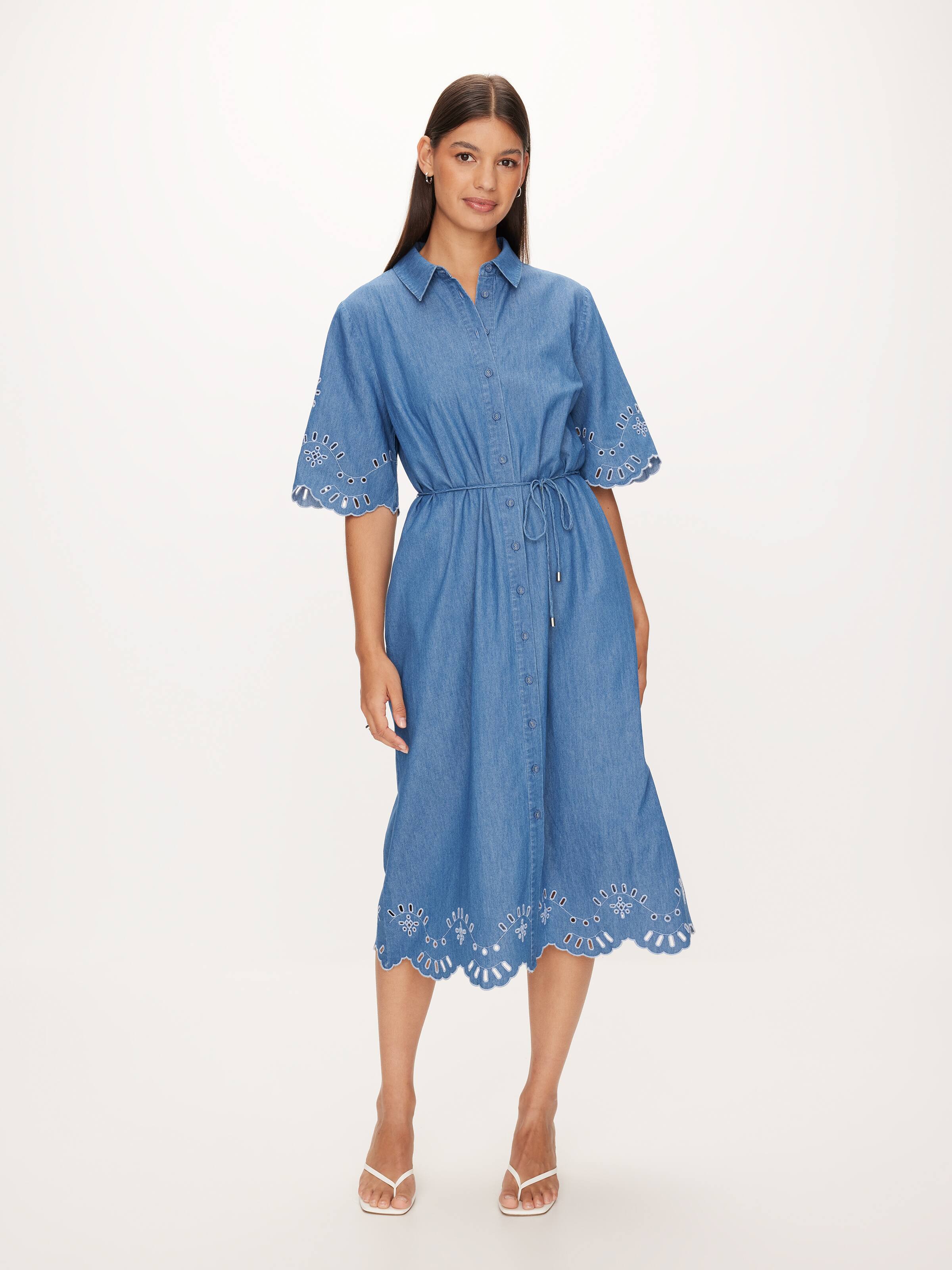 Cutwork Shirt Dress Midi