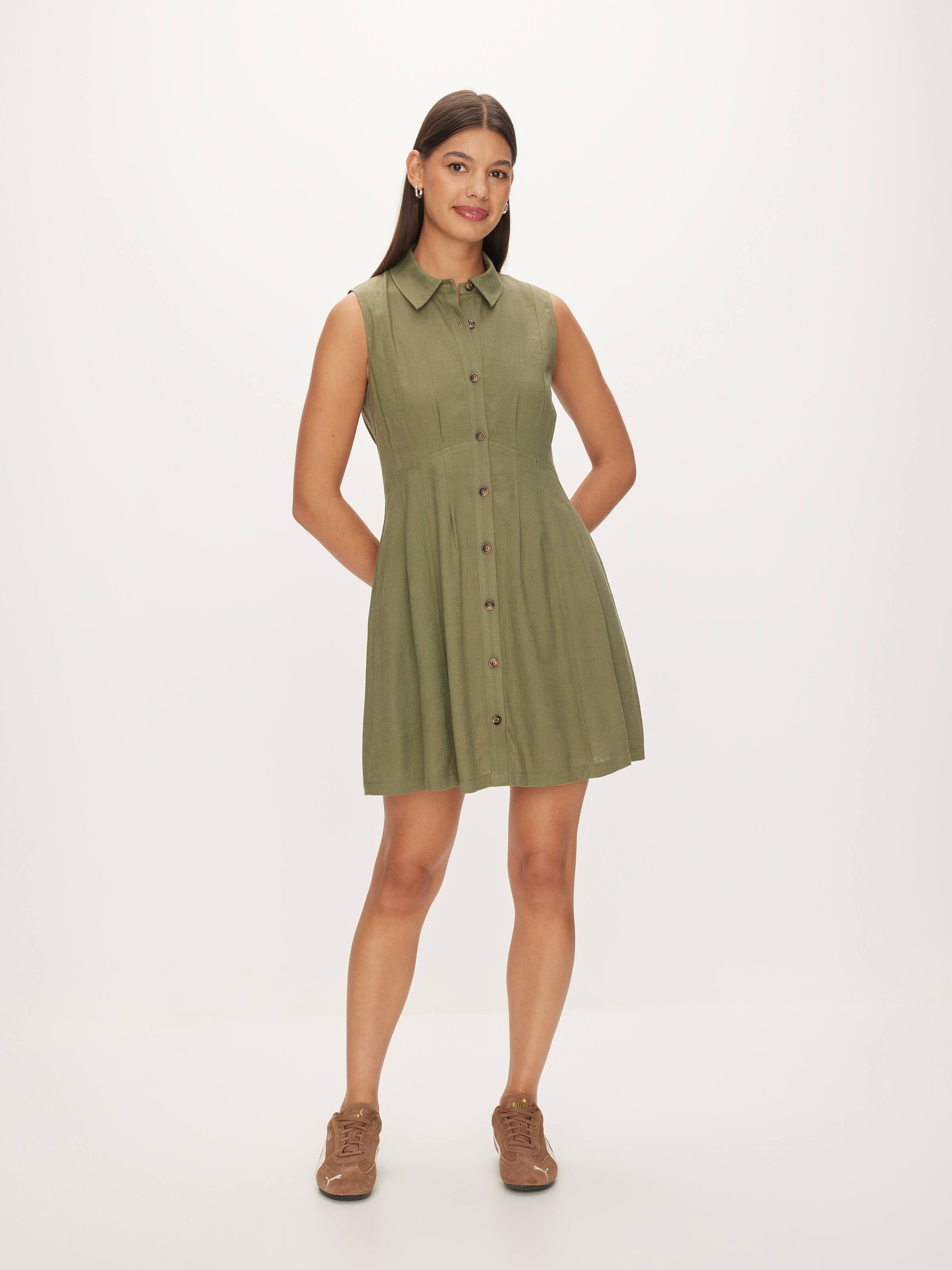 Cadie Linen Blend Mini Dress