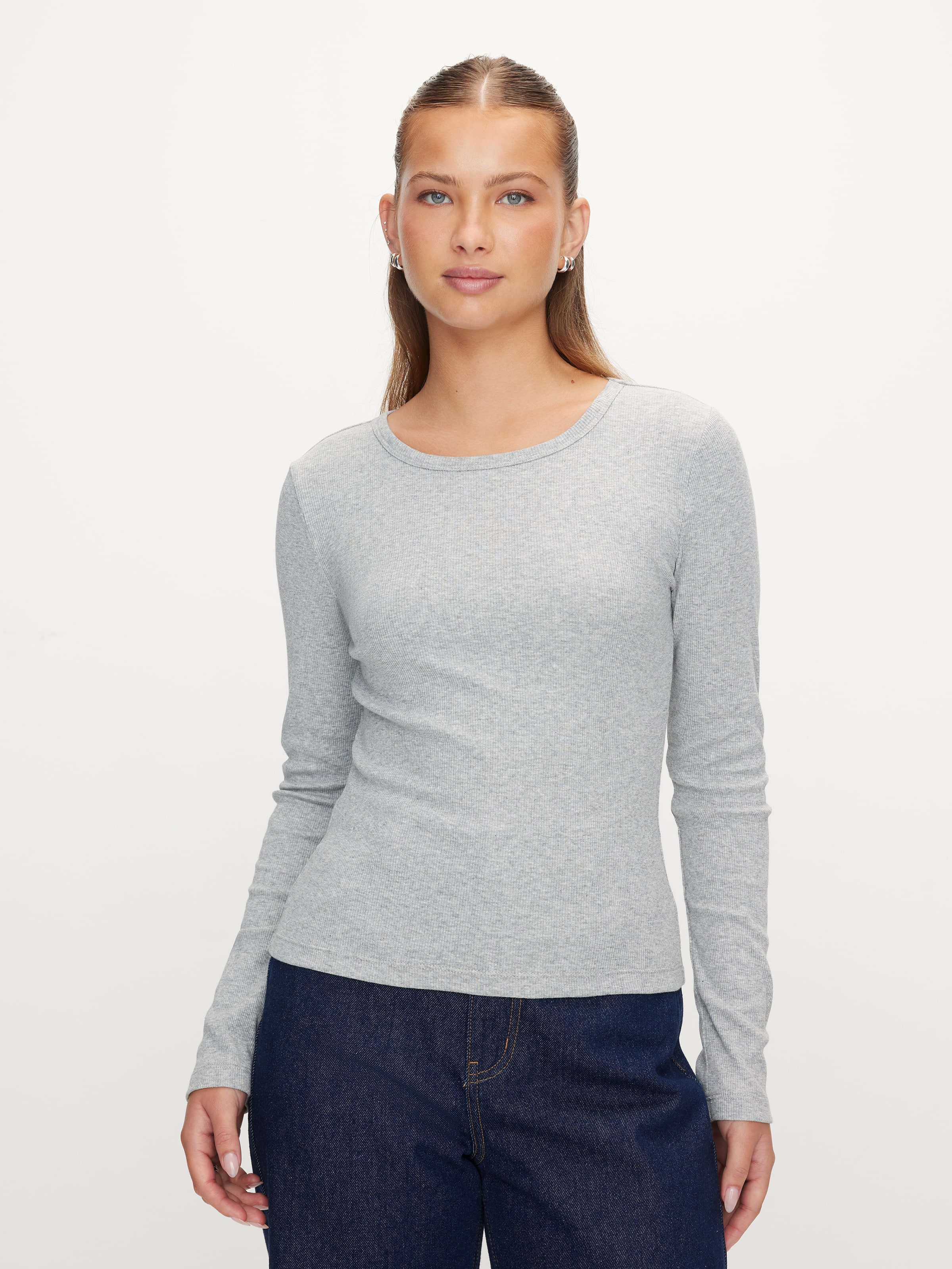 Cotton Rib Long Sleeve Top