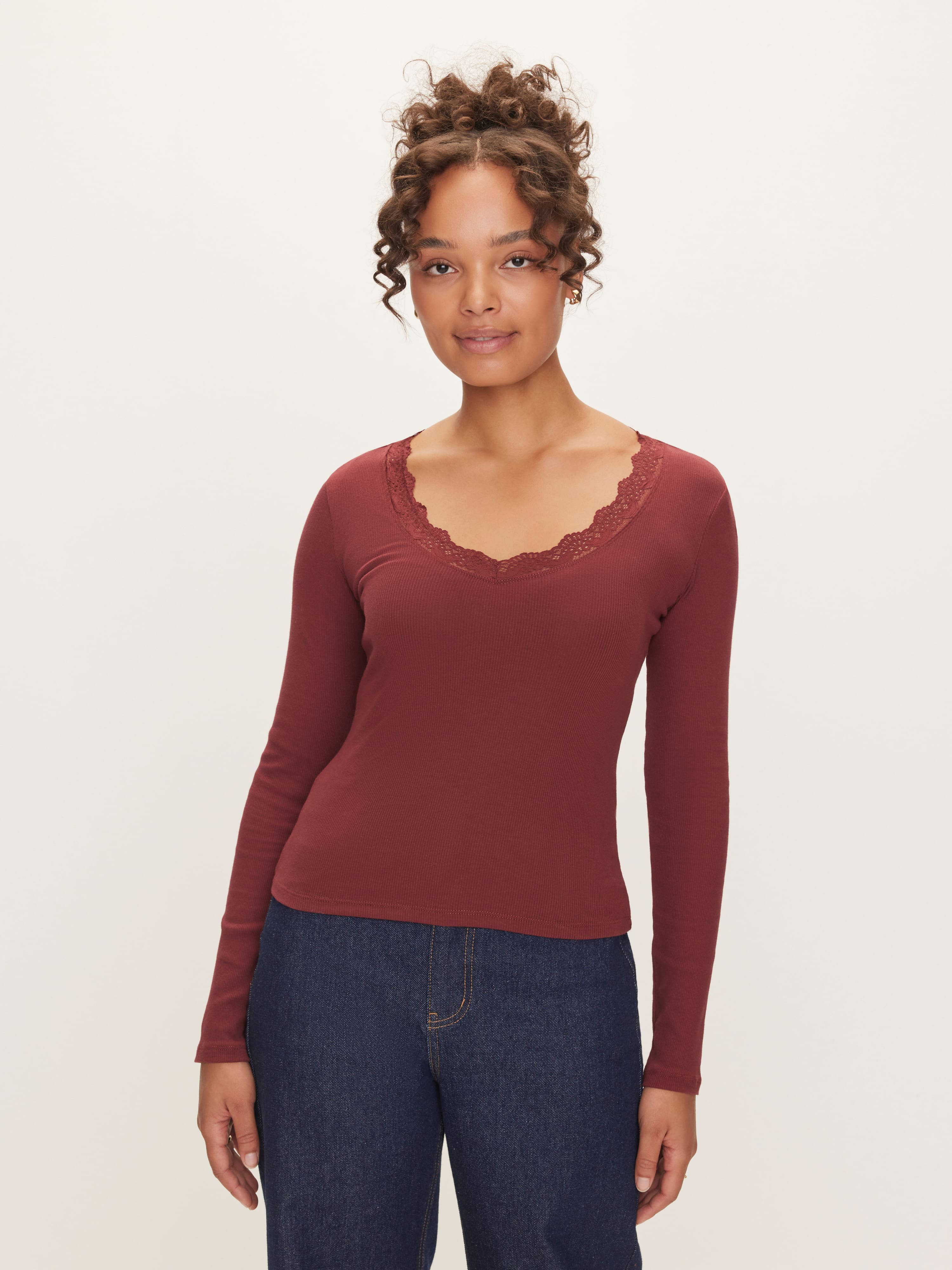 Gigi Lace V-Neck Long Sleeve Top