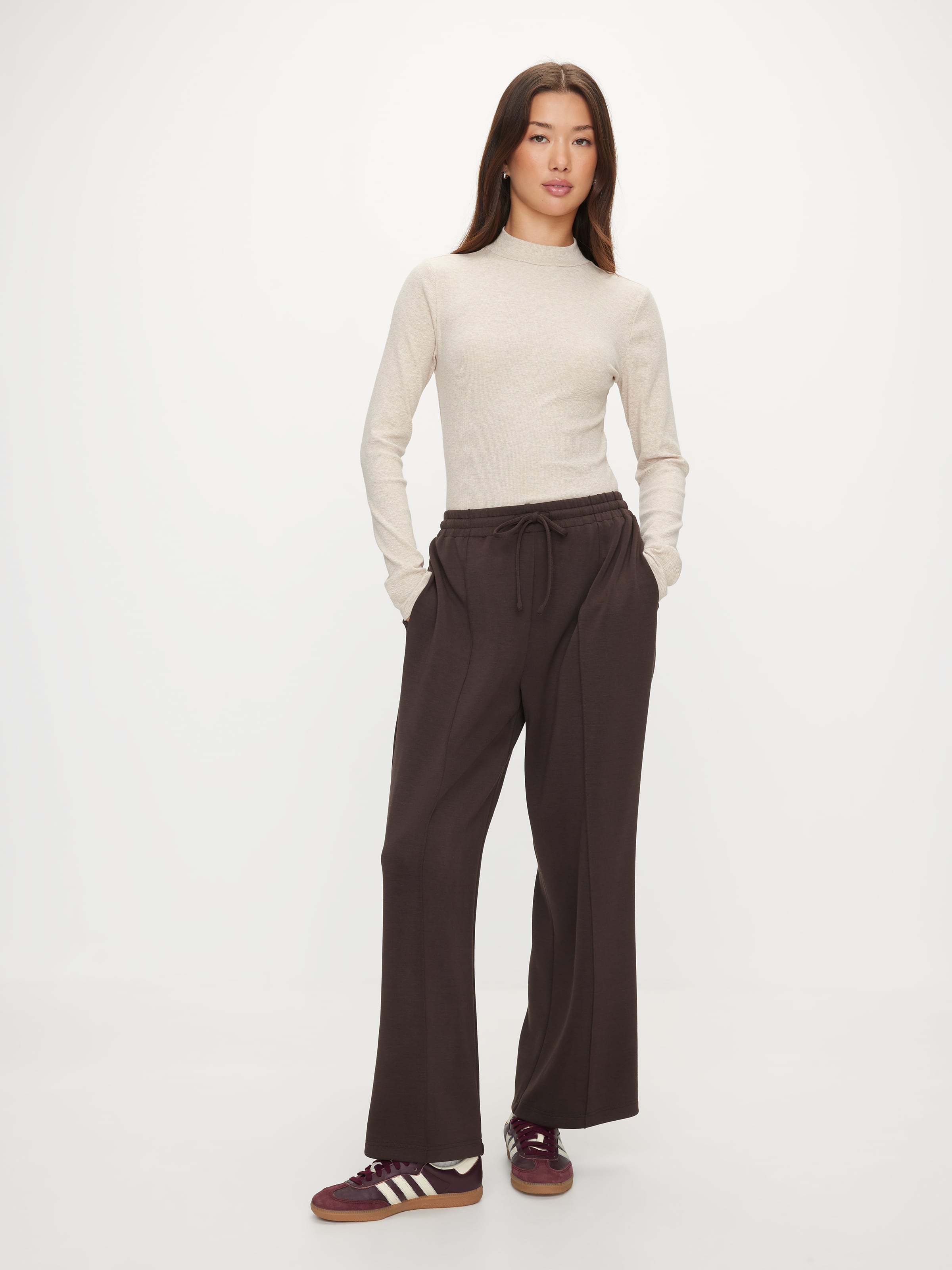 Mock Neck Rib Long Sleeve Top