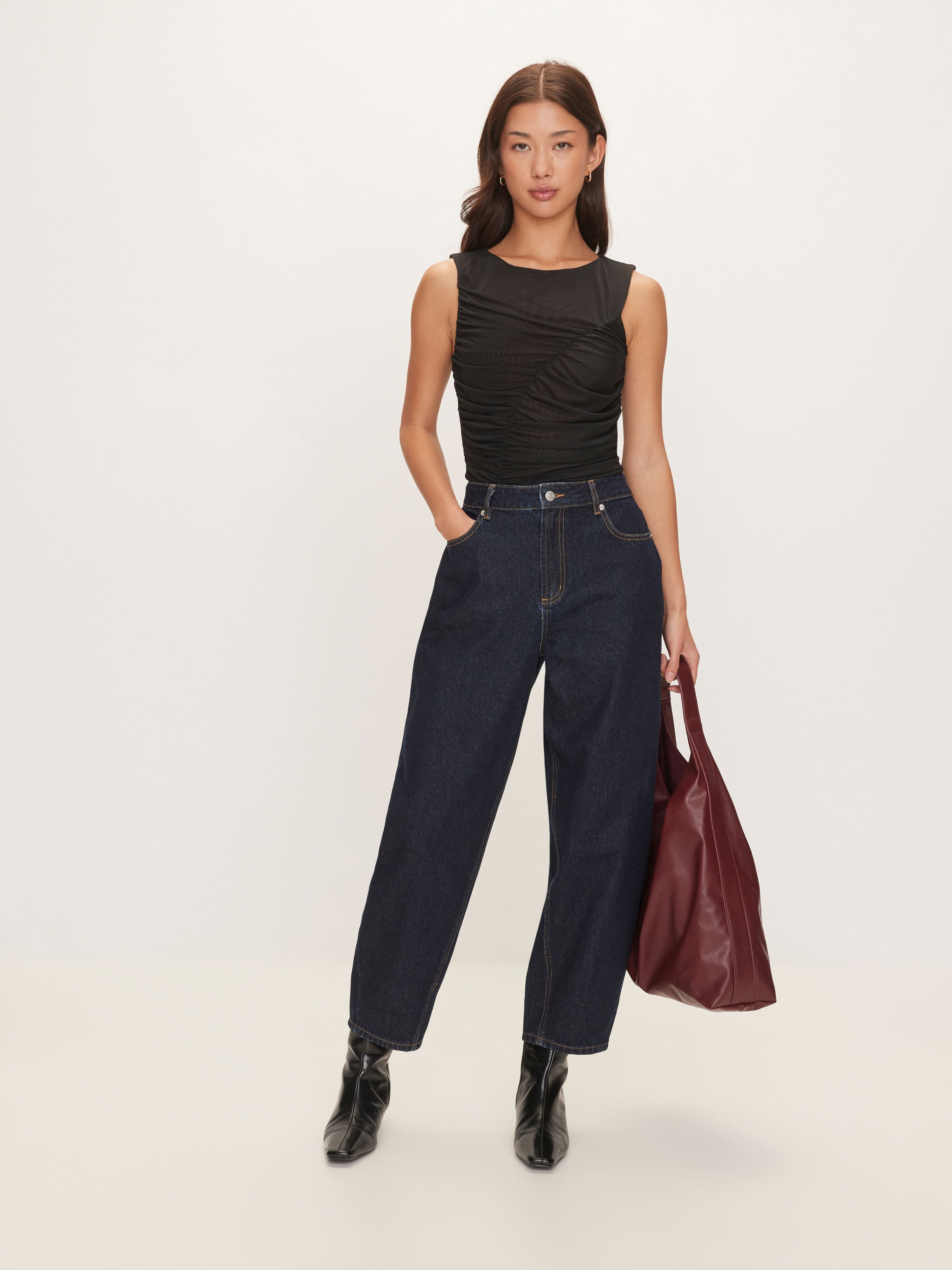 Blaire Rouched Mesh Top