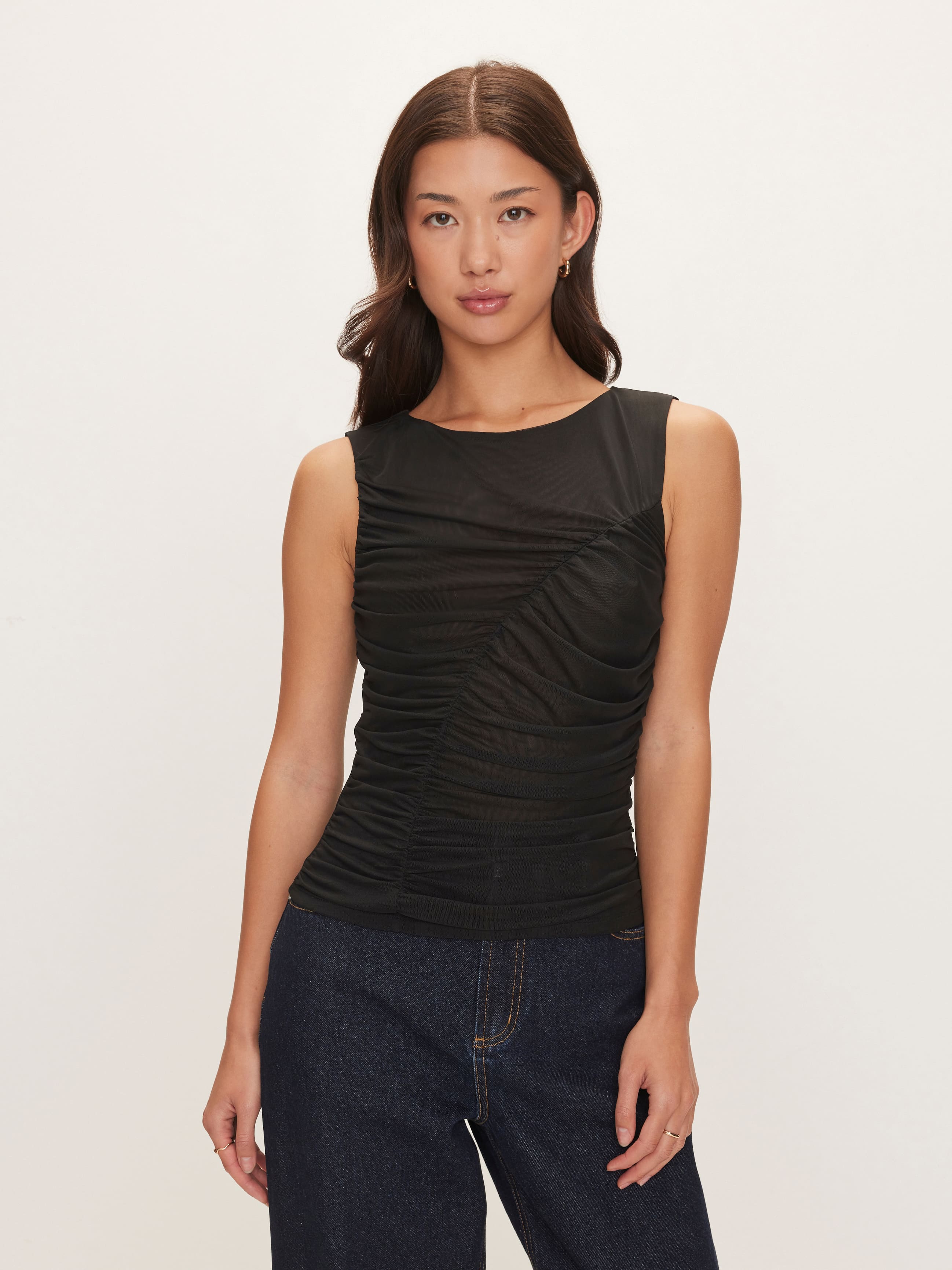 Blaire Rouched Mesh Top