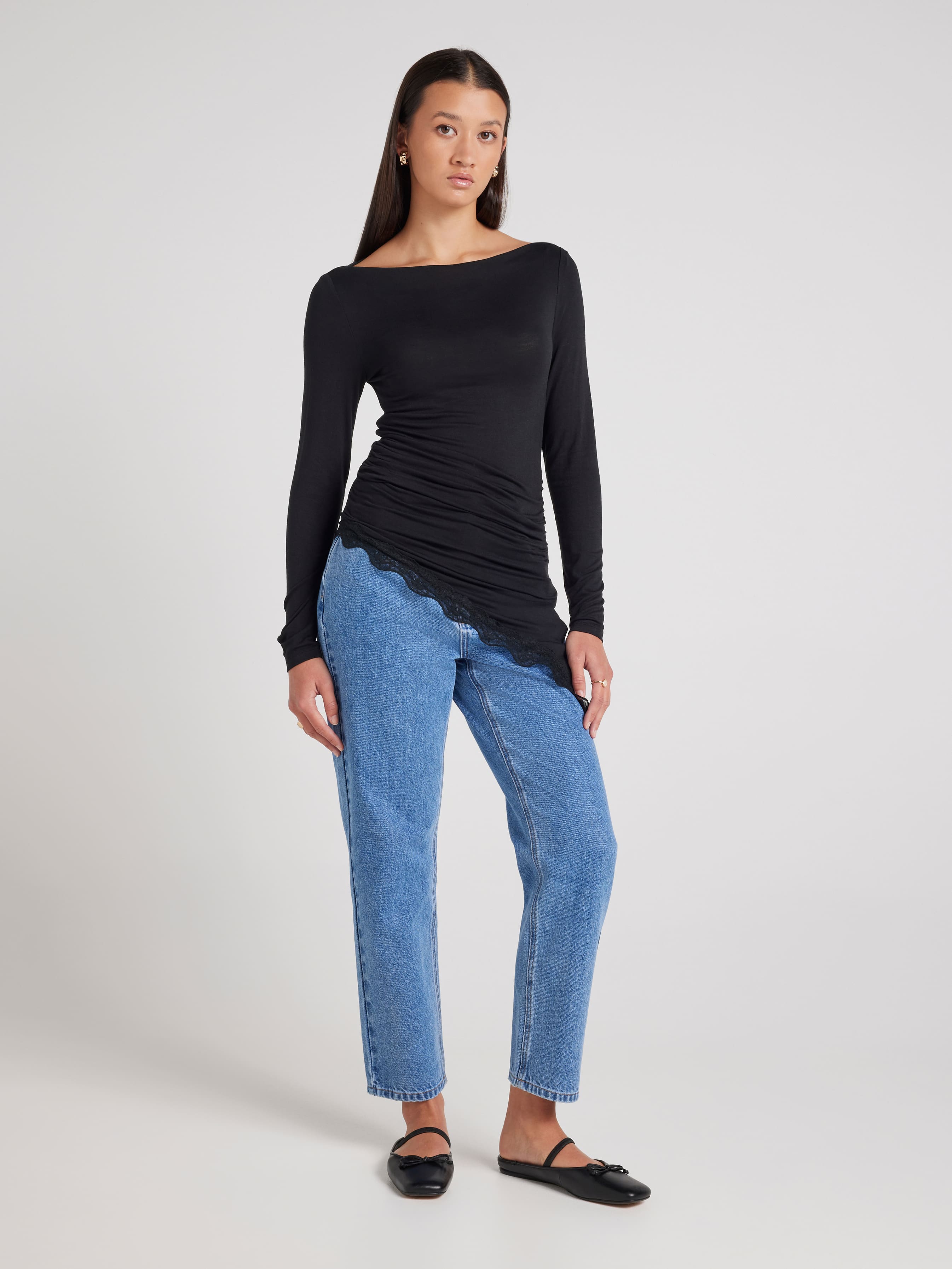 Hanna Long Sleeve Lace Insert Top