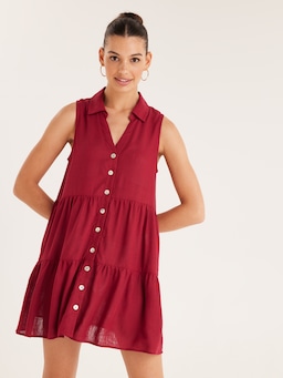 Tonya Linen Blend Sleeveless Tunic Dress