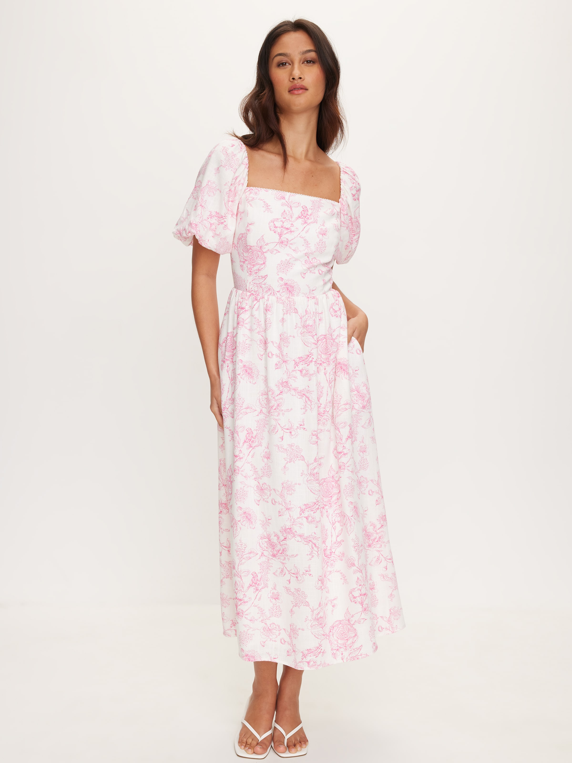 Anya Puff Sleeve Midi Dress