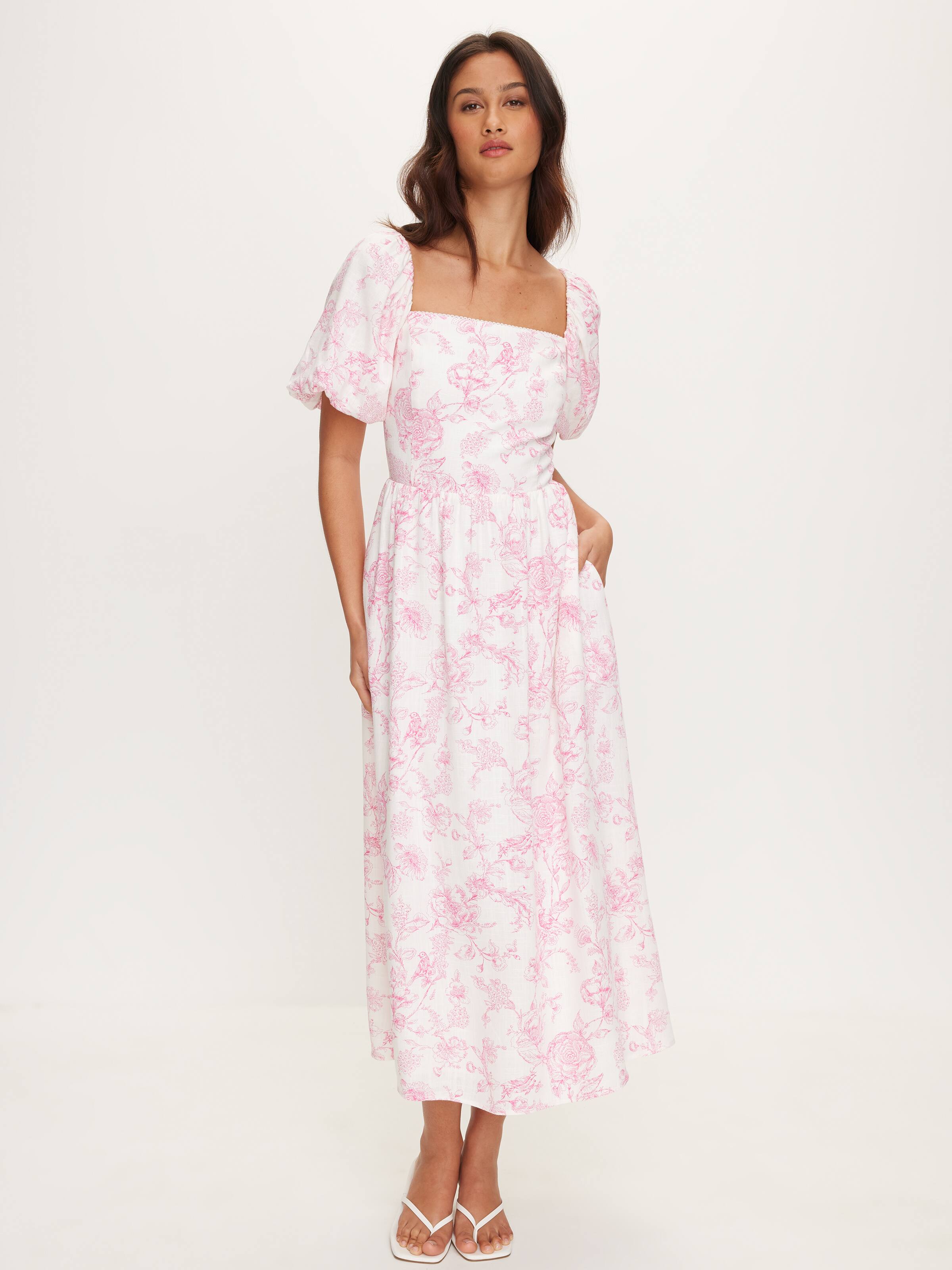 Anya Puff Sleeve Midi Dress