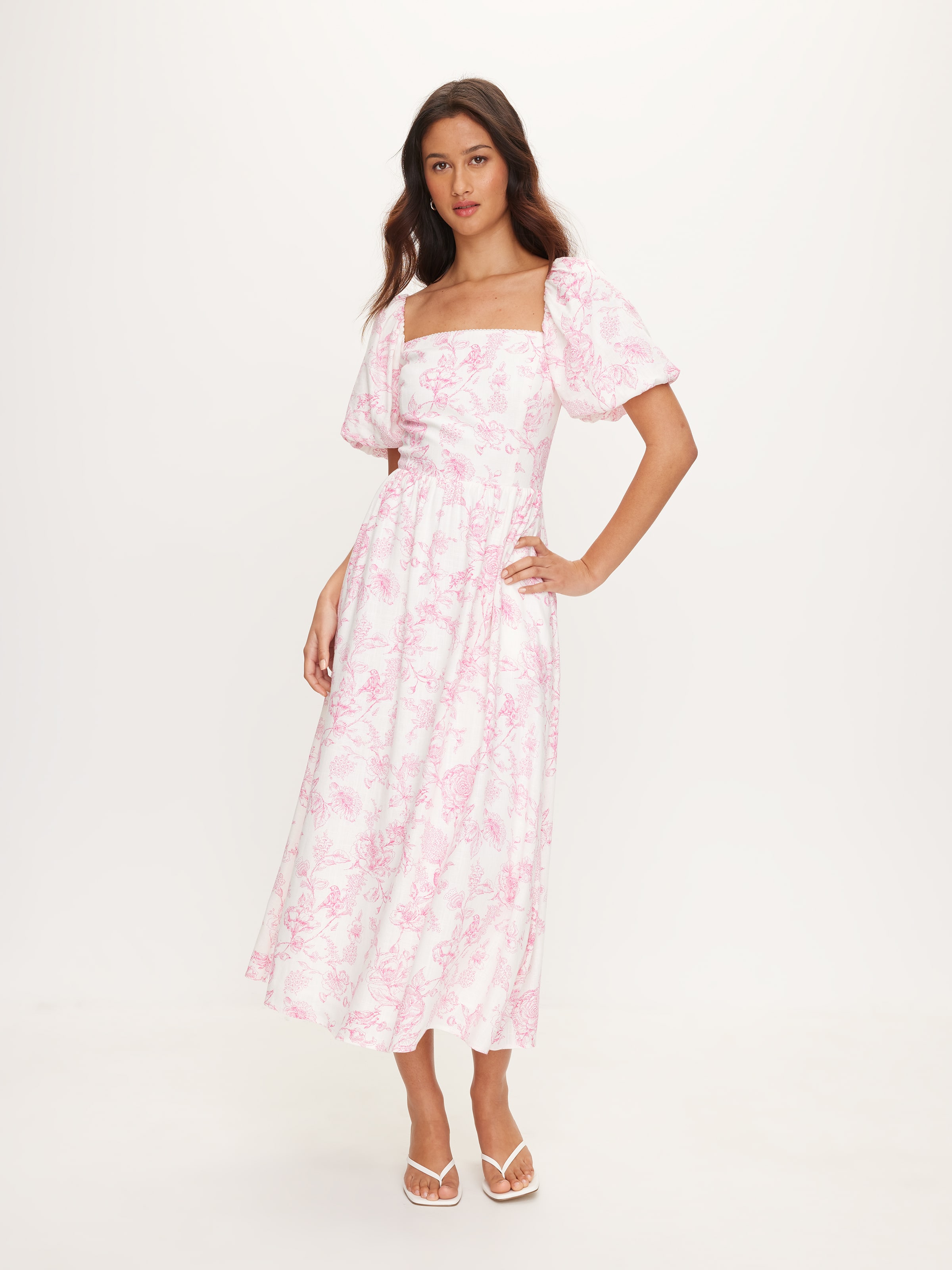 Anya Puff Sleeve Midi Dress