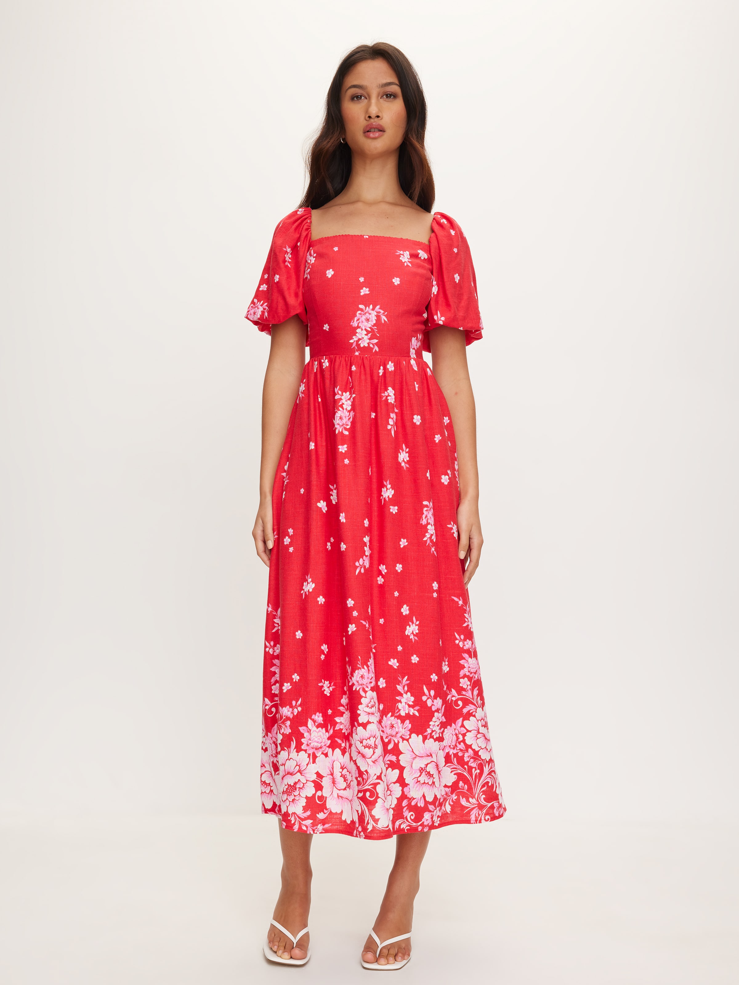 Anya Puff Sleeve Midi Dress