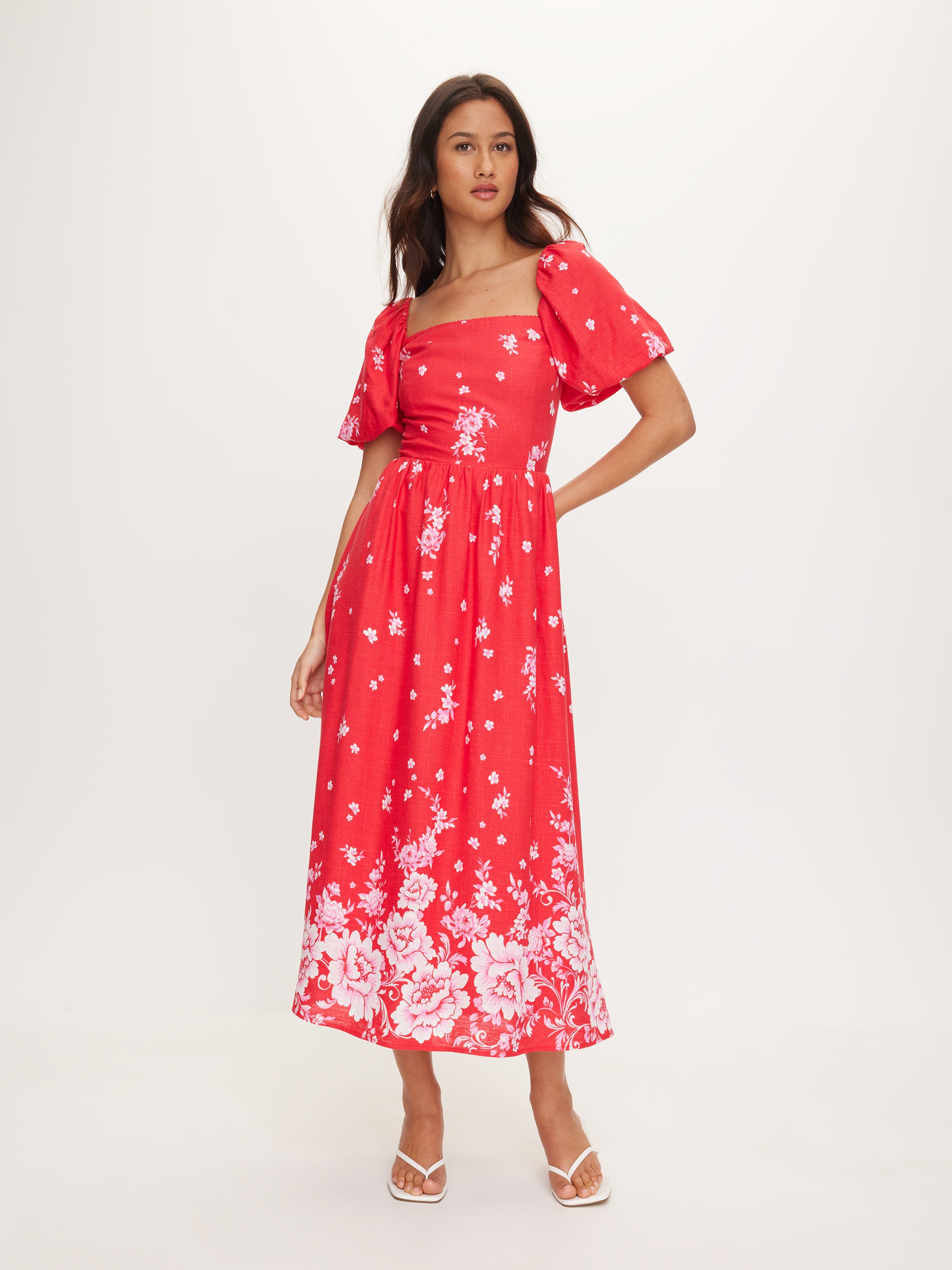 Anya Puff Sleeve Midi Dress