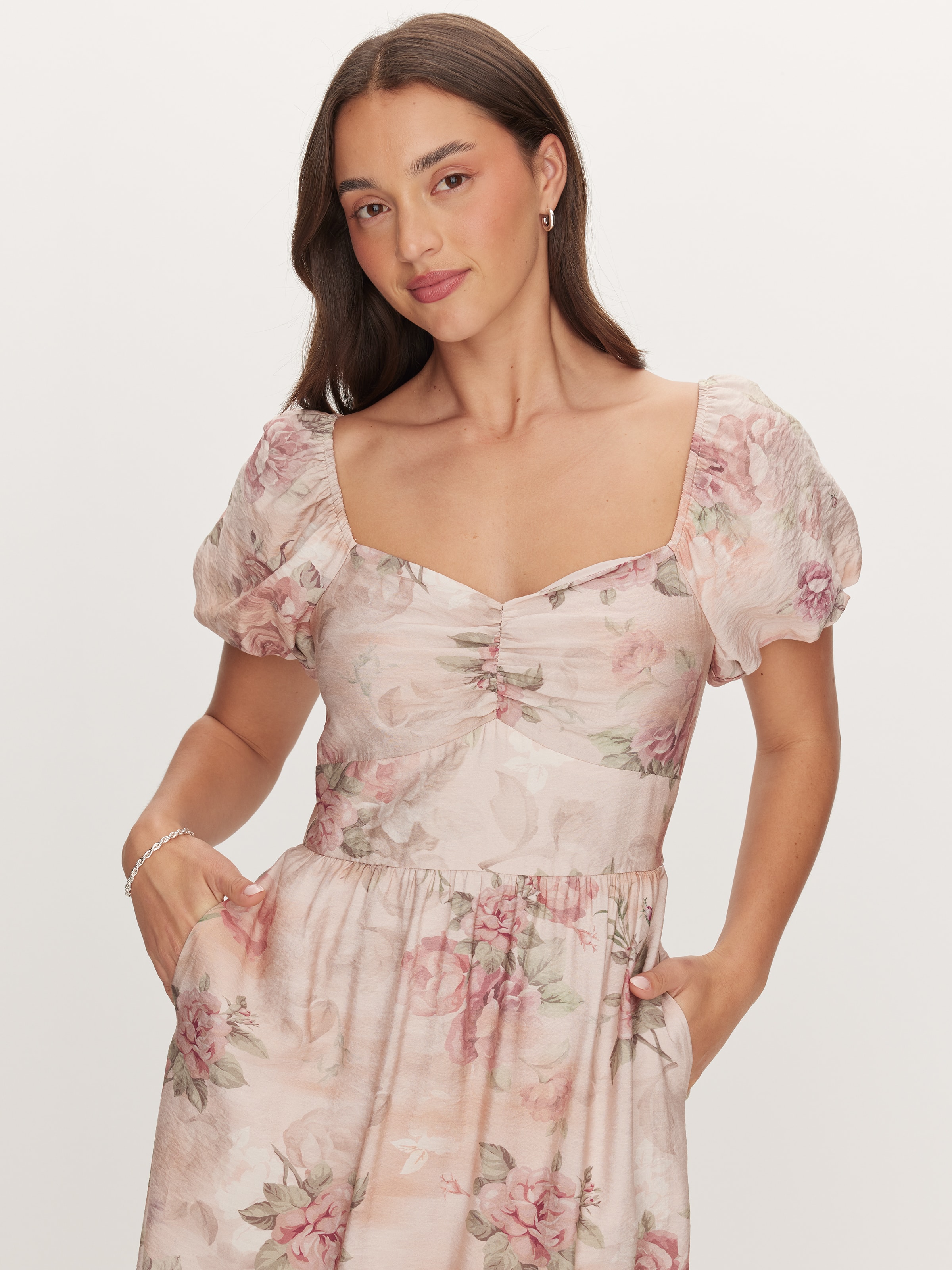 Puff Sleeve Midi Dress