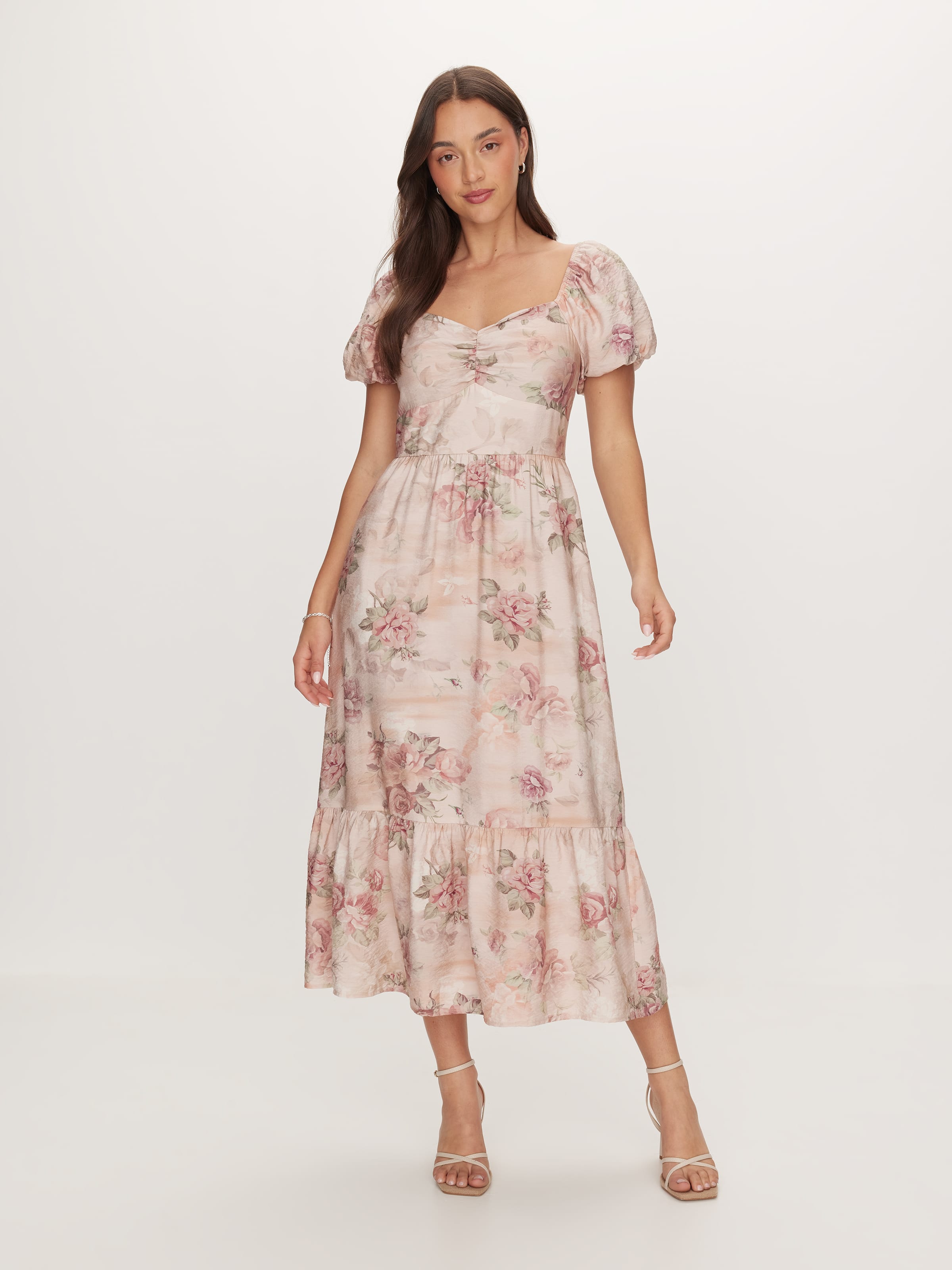 Puff Sleeve Midi Dress
