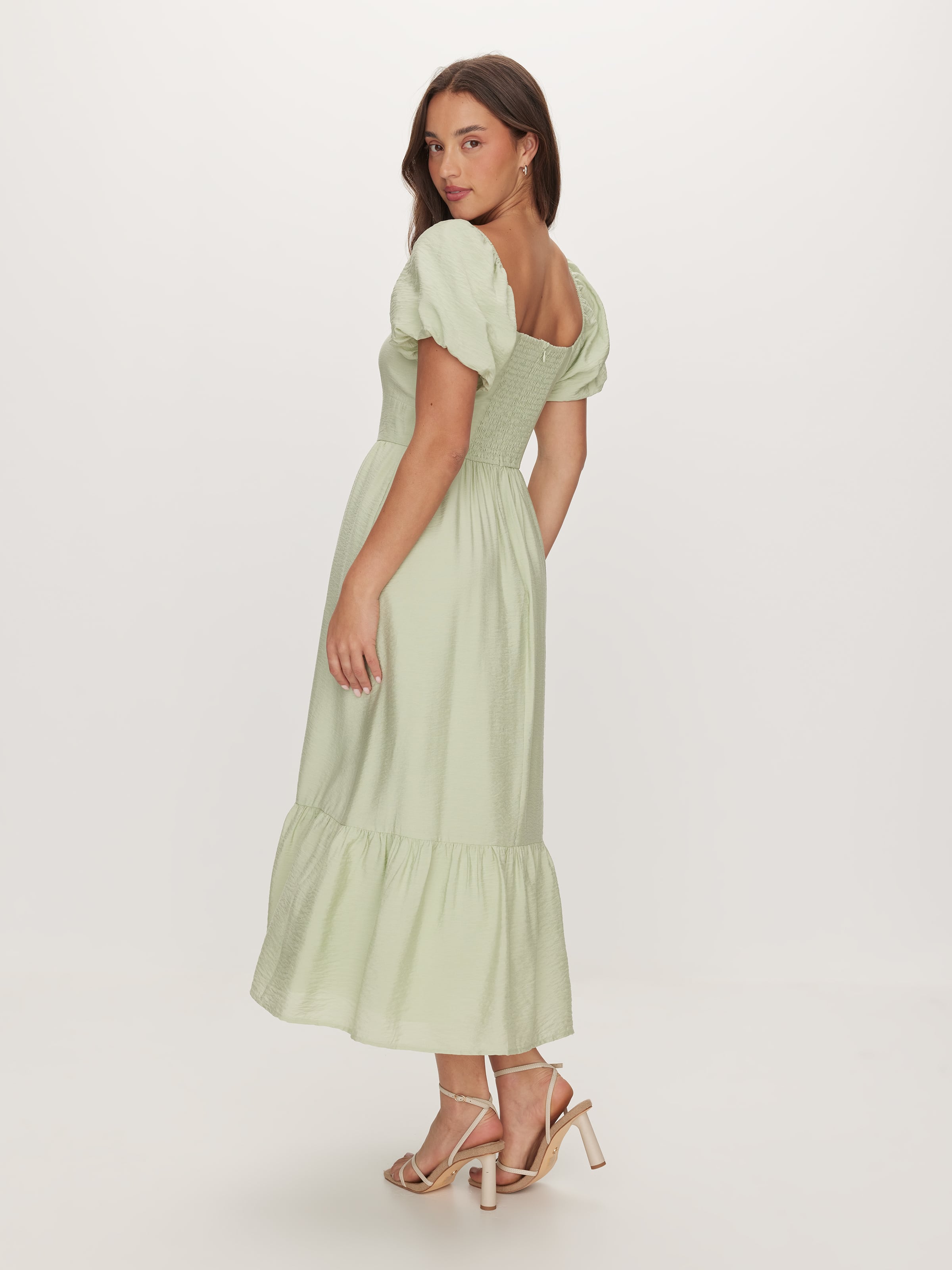 Puff Sleeve Midi Dress