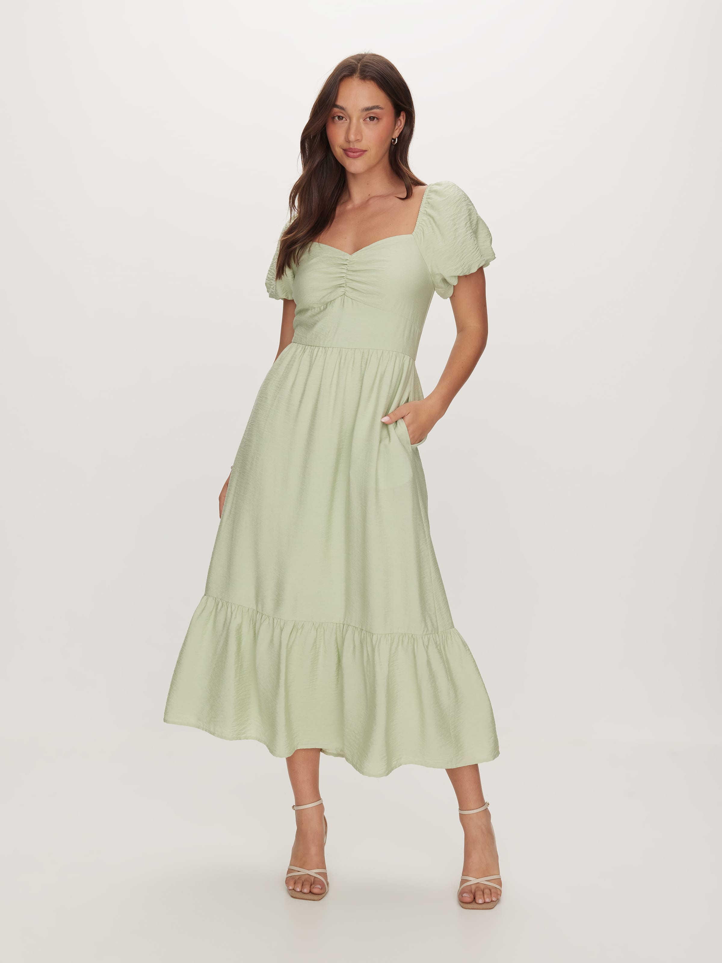 Puff Sleeve Midi Dress