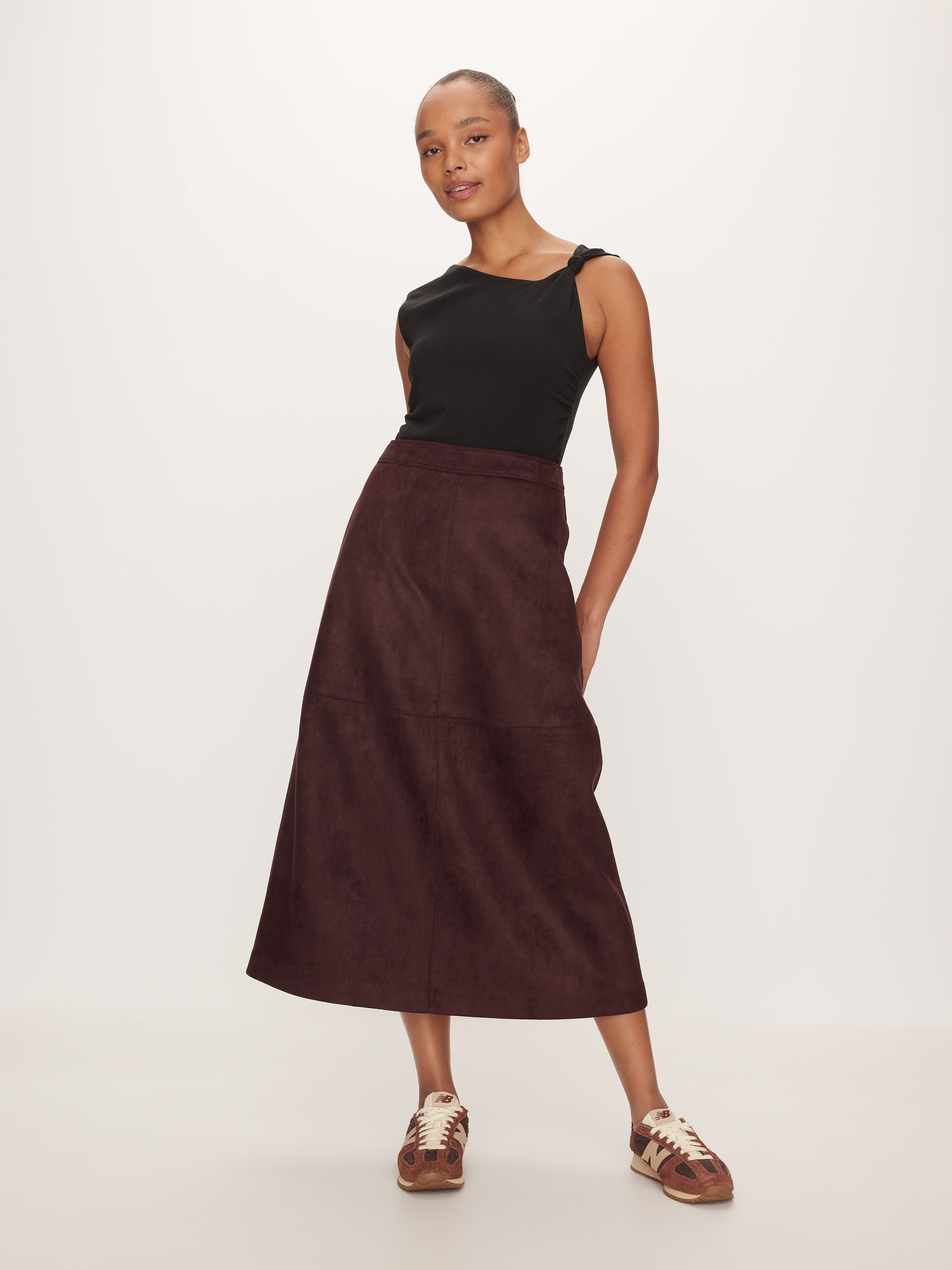 V Callie Suede Midi Skirt