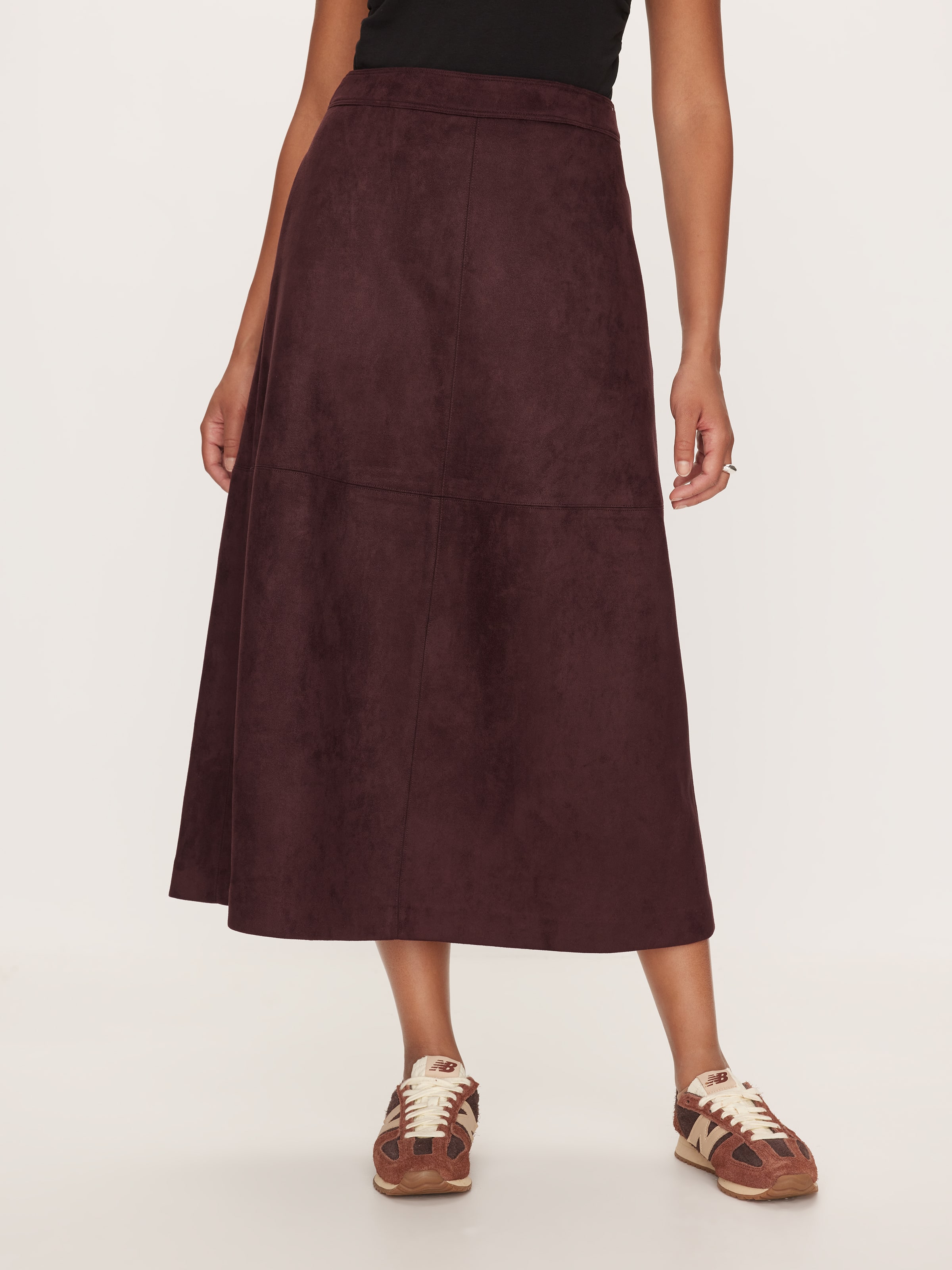 V Callie Suede Midi Skirt