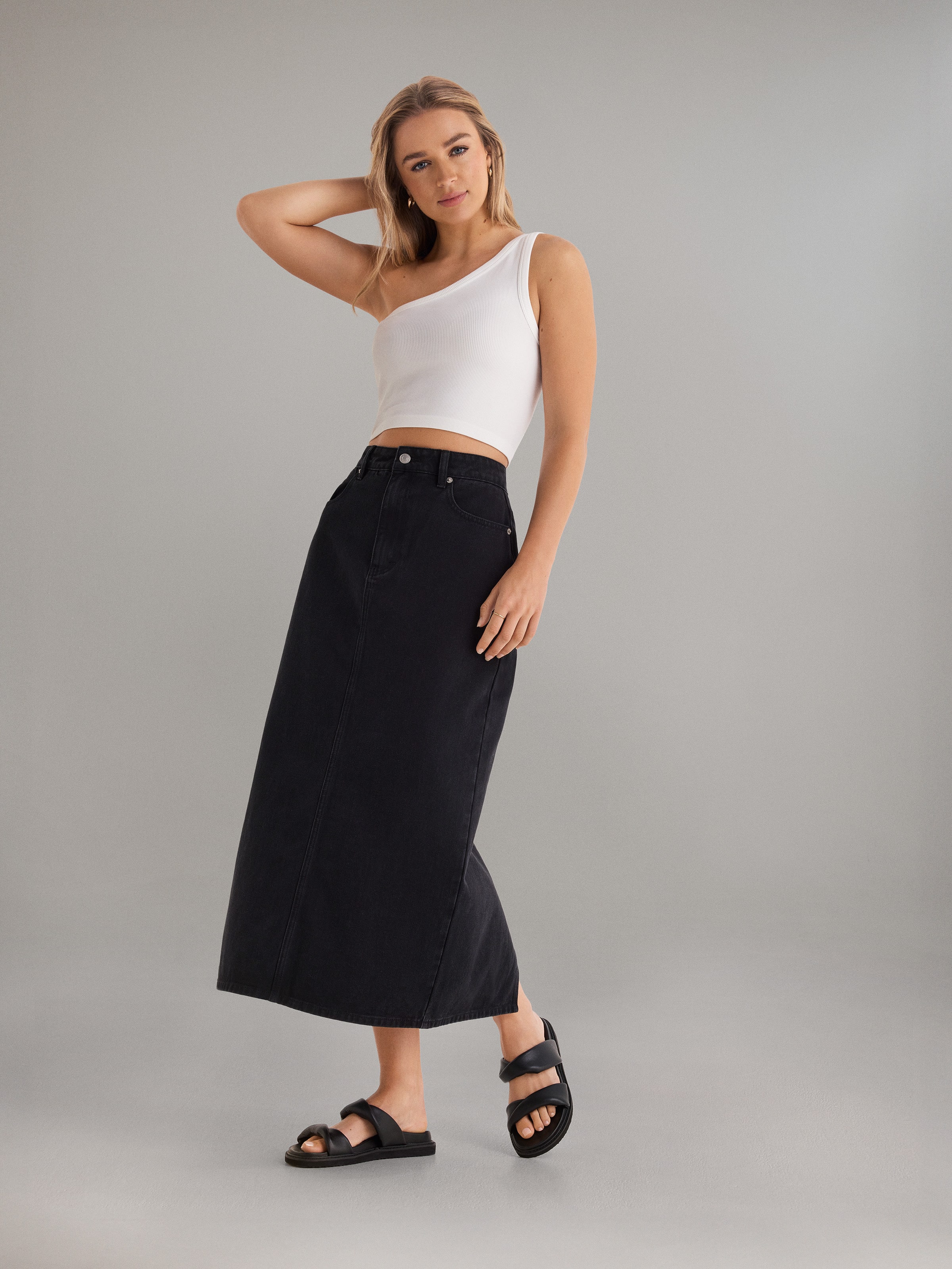 Black denim shop skirt nz