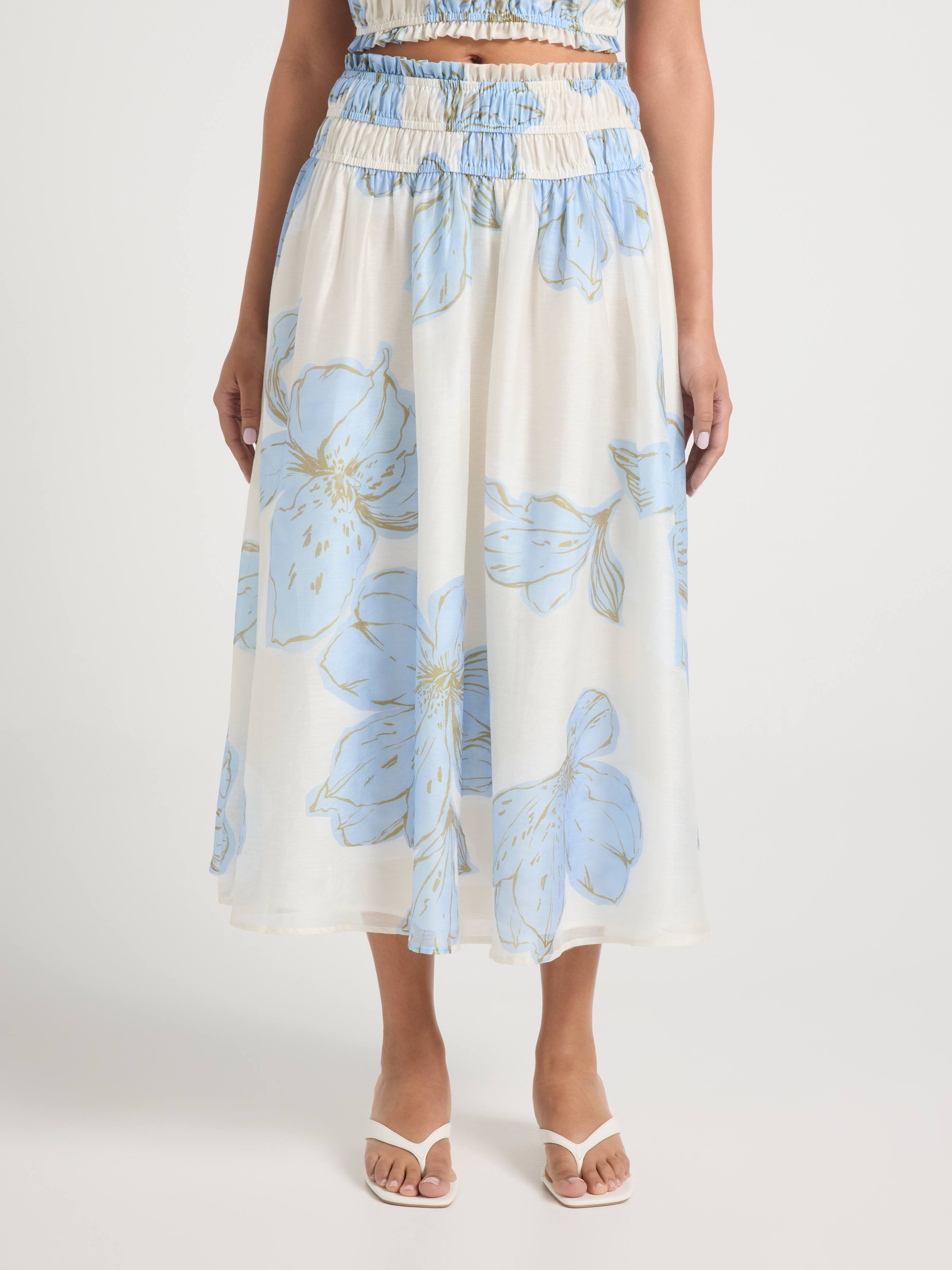 Elodie Shirred Midi Skirt