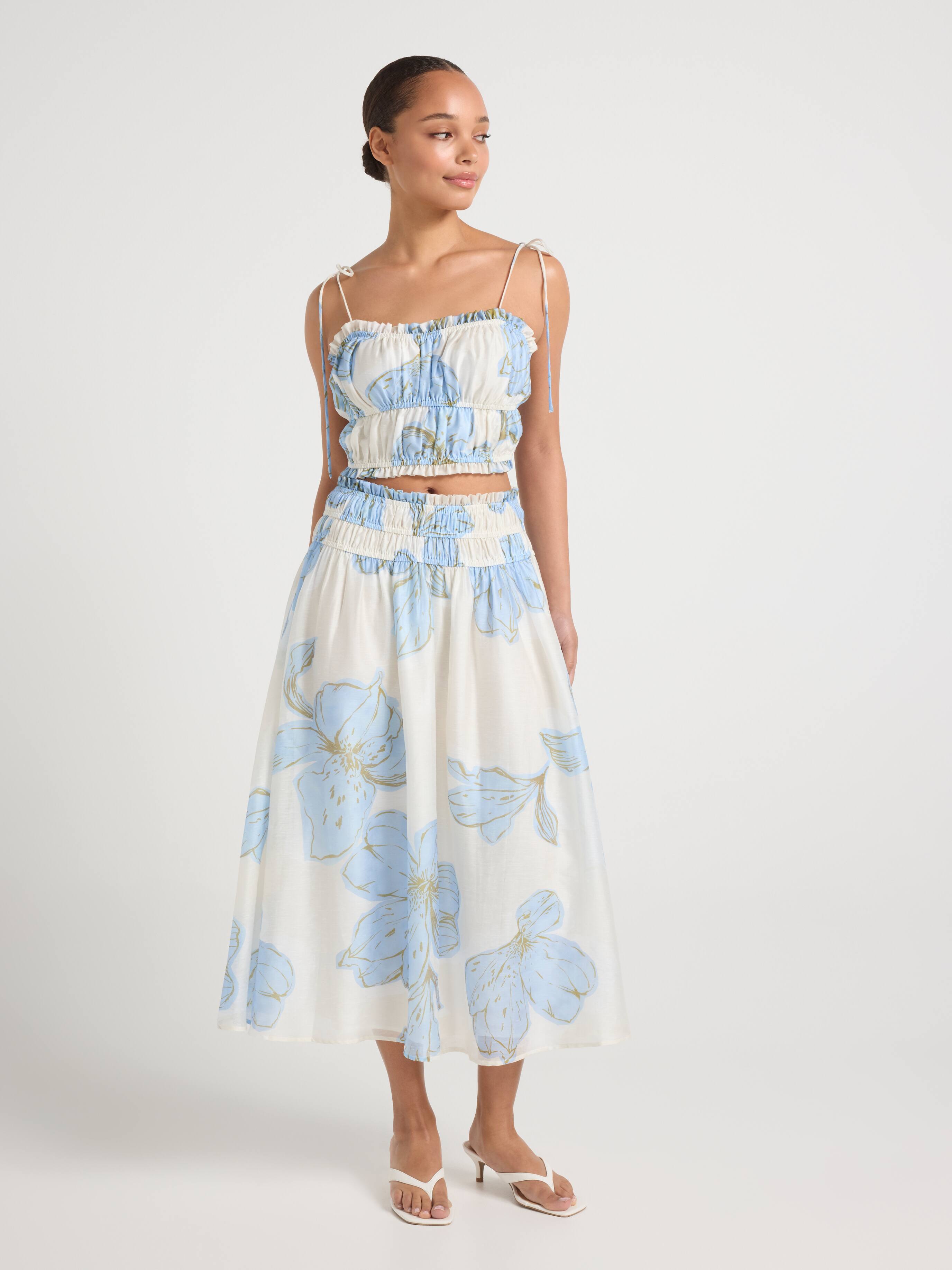 Elodie Shirred Midi Skirt