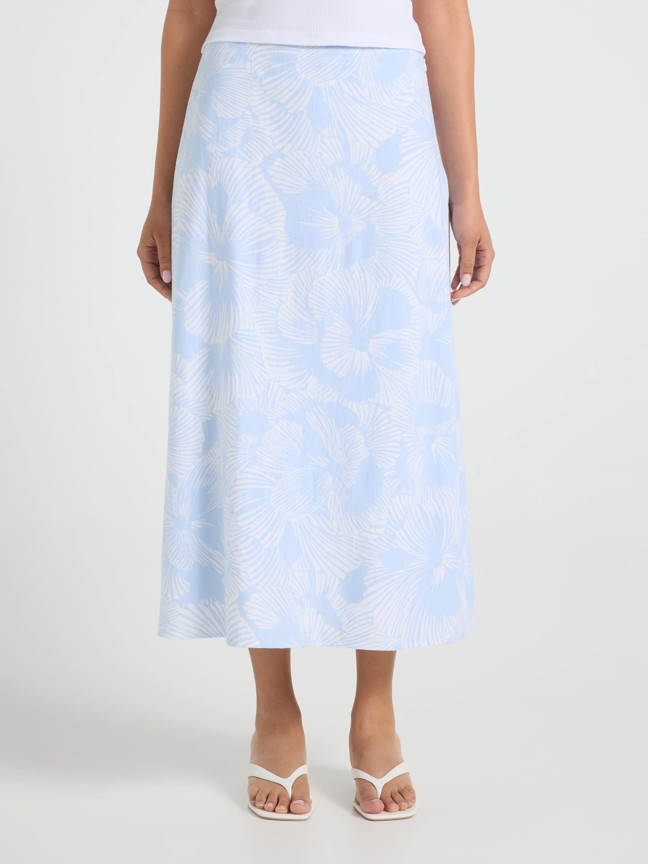 Alexa Linen Blend Midi Skirt