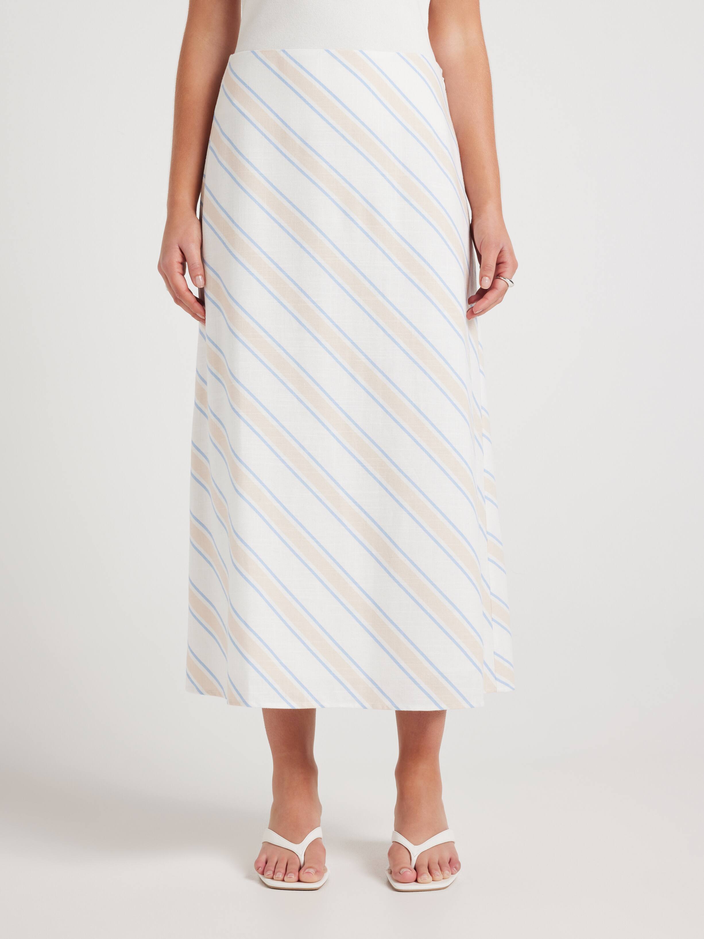 Alexa Linen Blend Midi Skirt