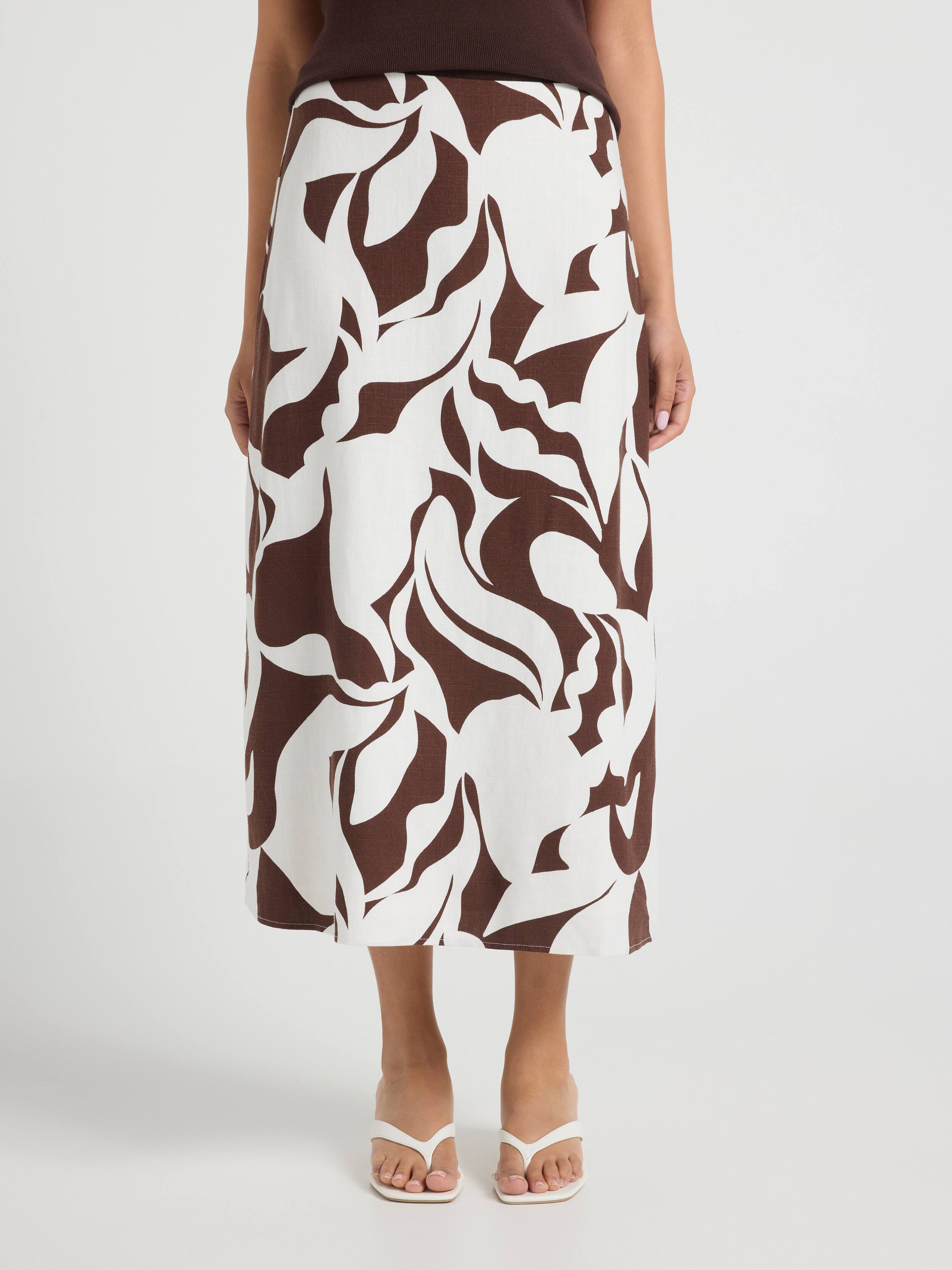 Alexa Linen Blend Midi Skirt