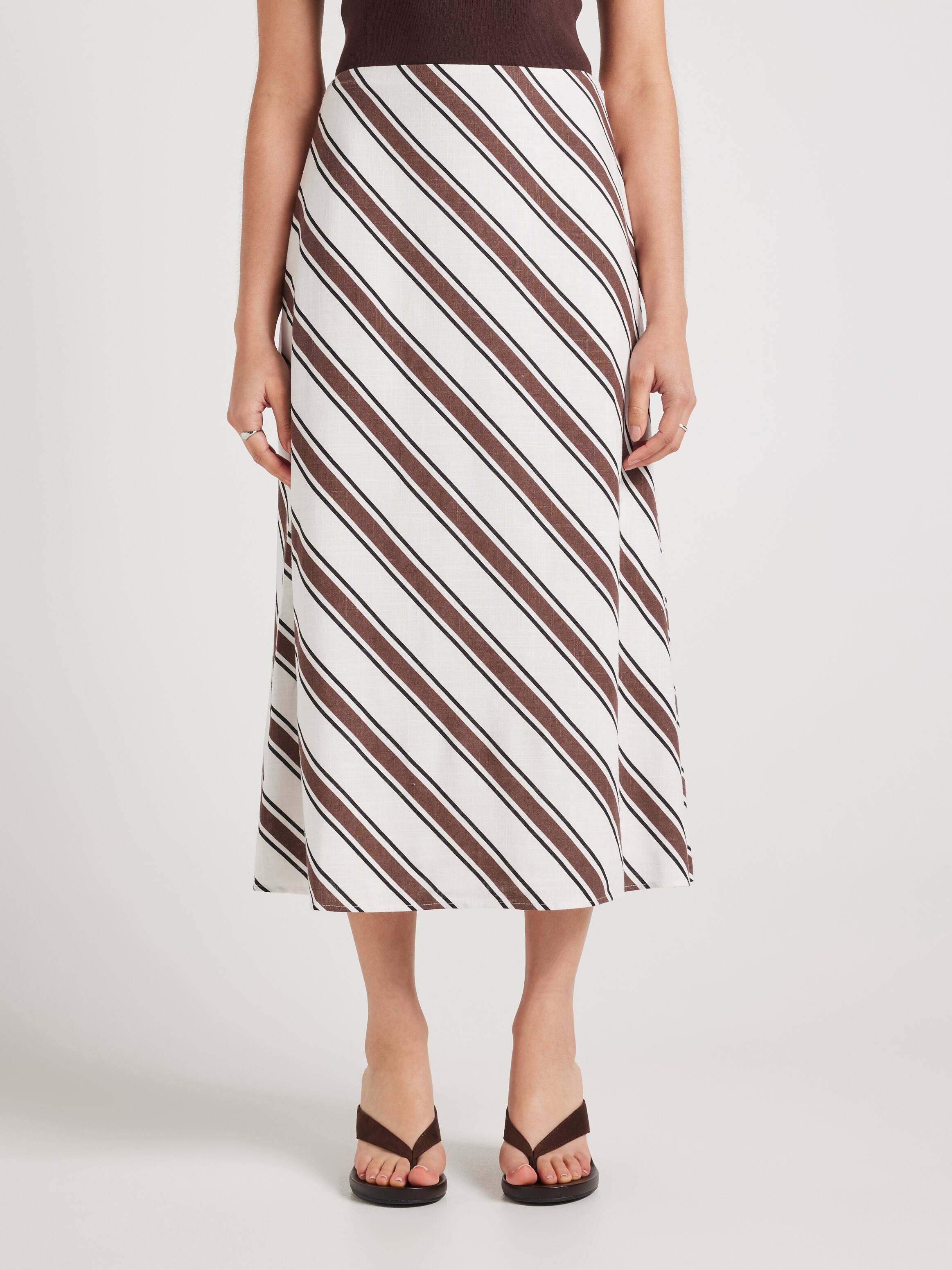 Alexa Linen Blend Midi Skirt