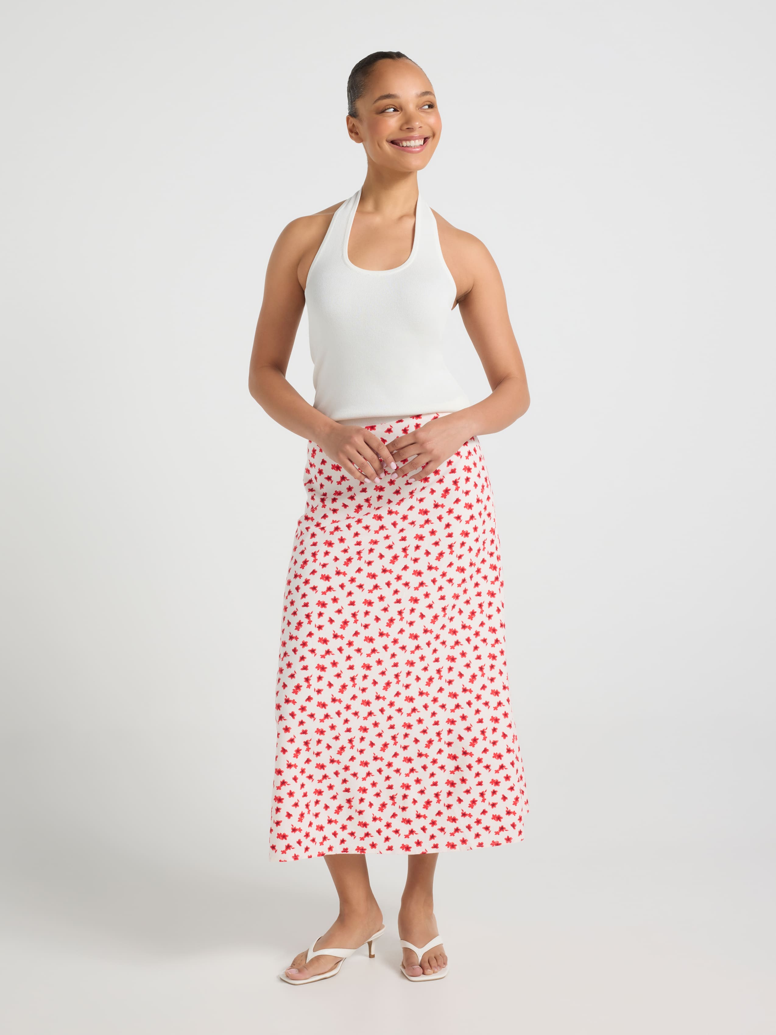 Alexa Linen Blend Midi Skirt