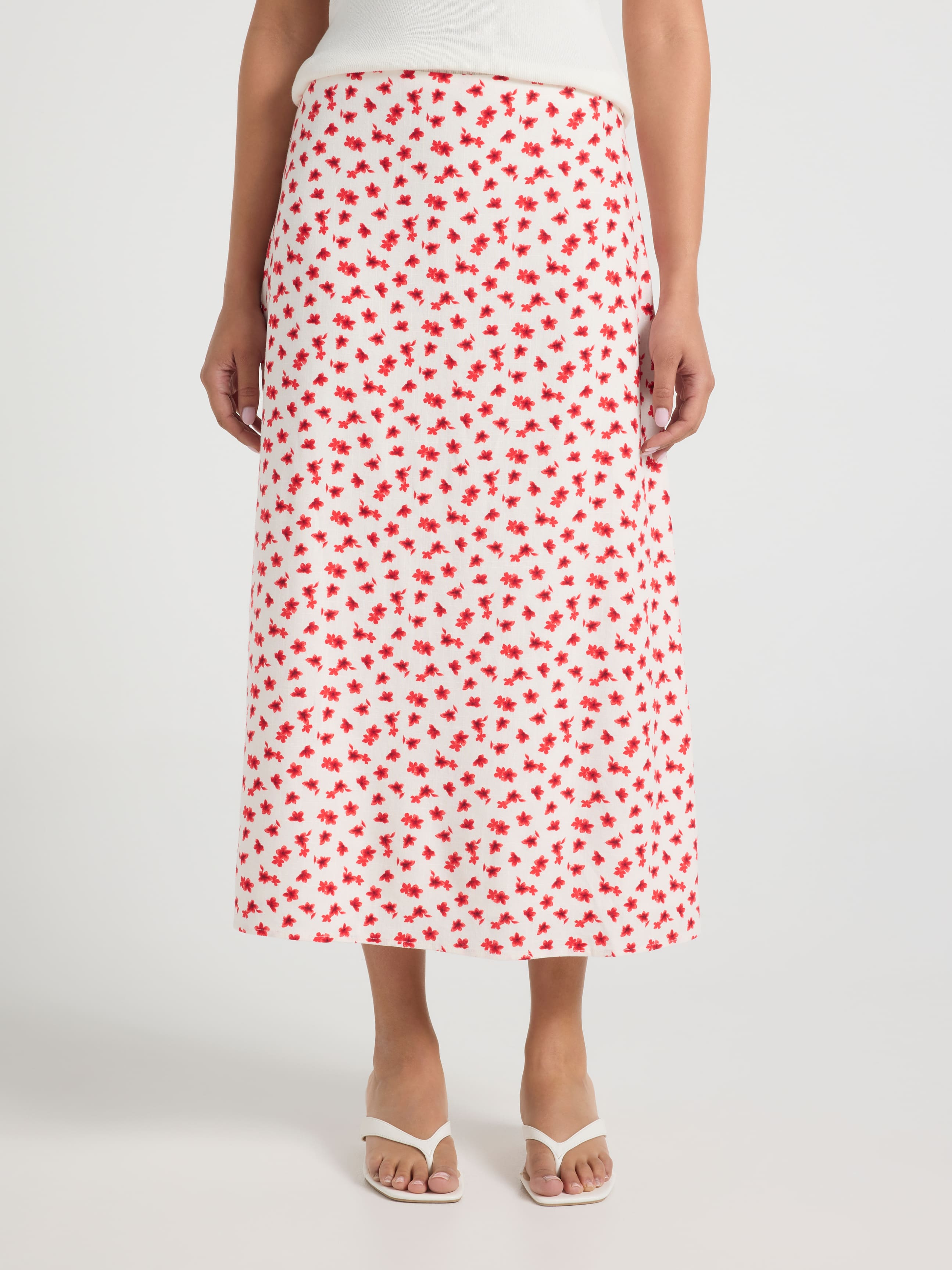 Alexa Linen Blend Midi Skirt