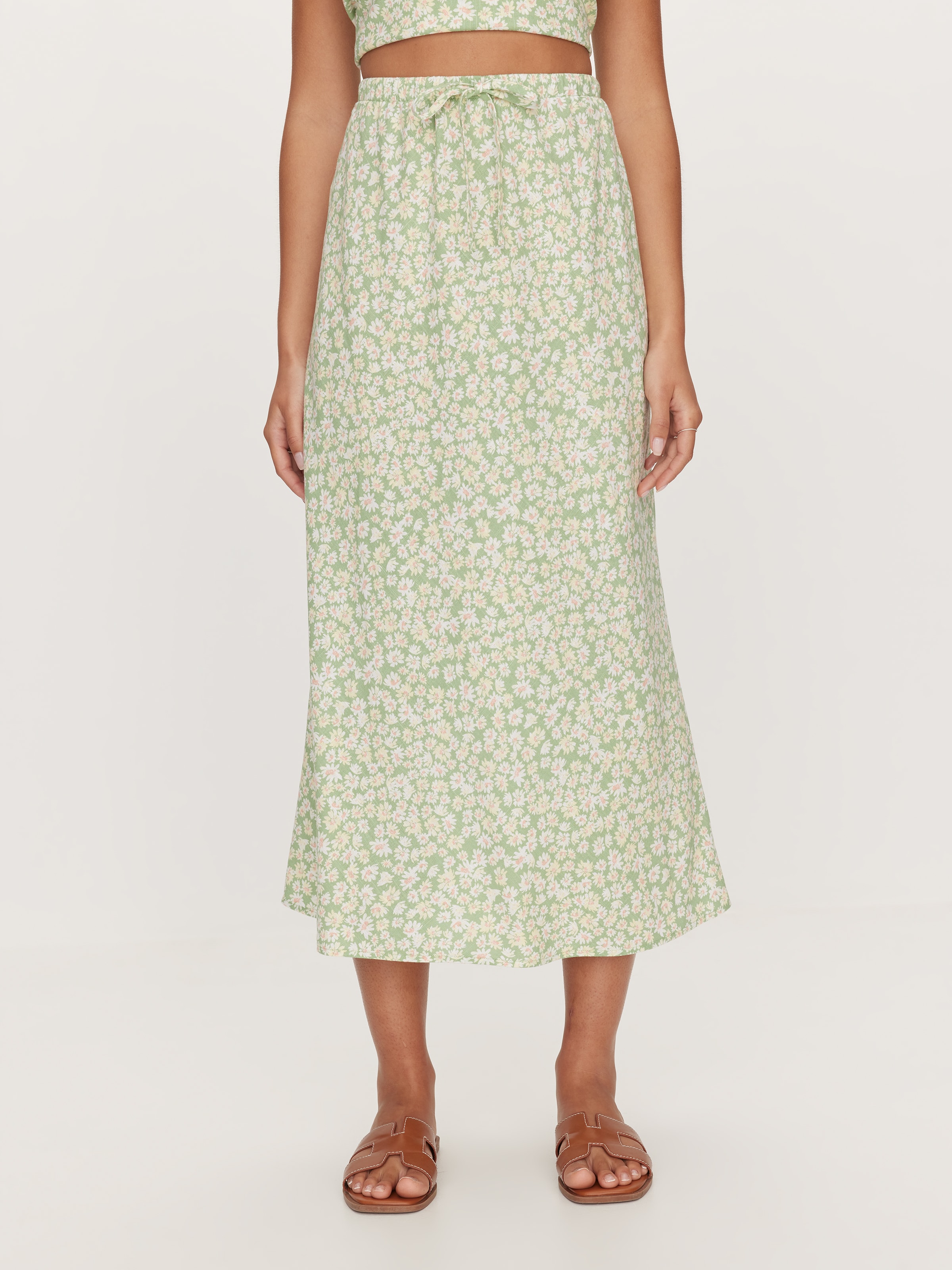 Layla Tie Front Midi Skirt