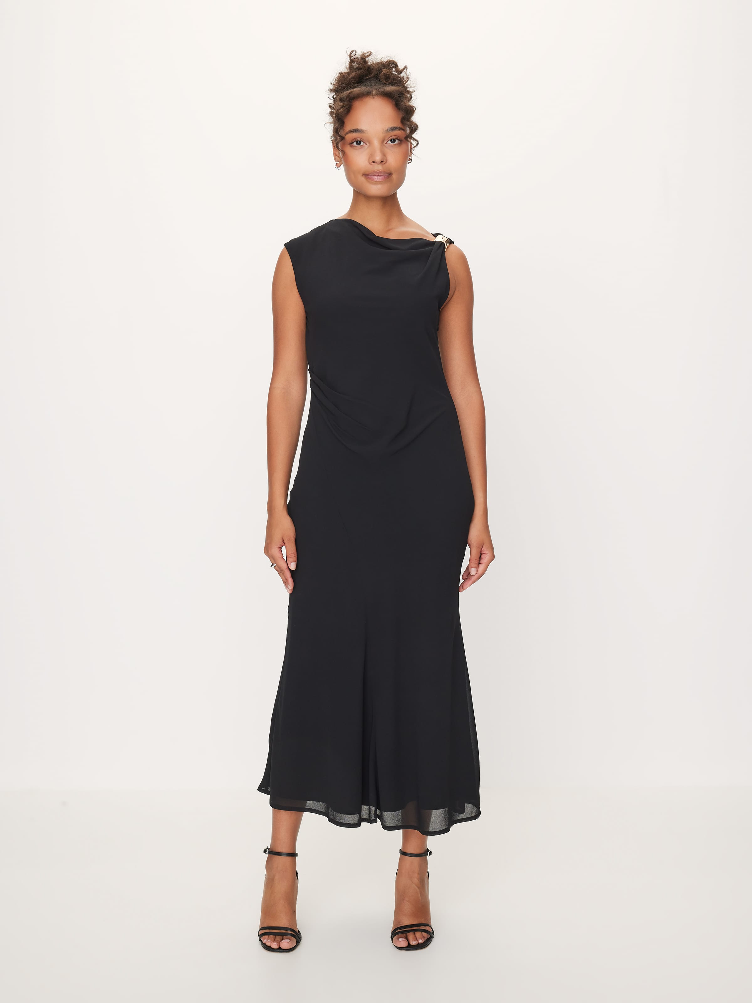 Amanda Gold Trim Midi Dress