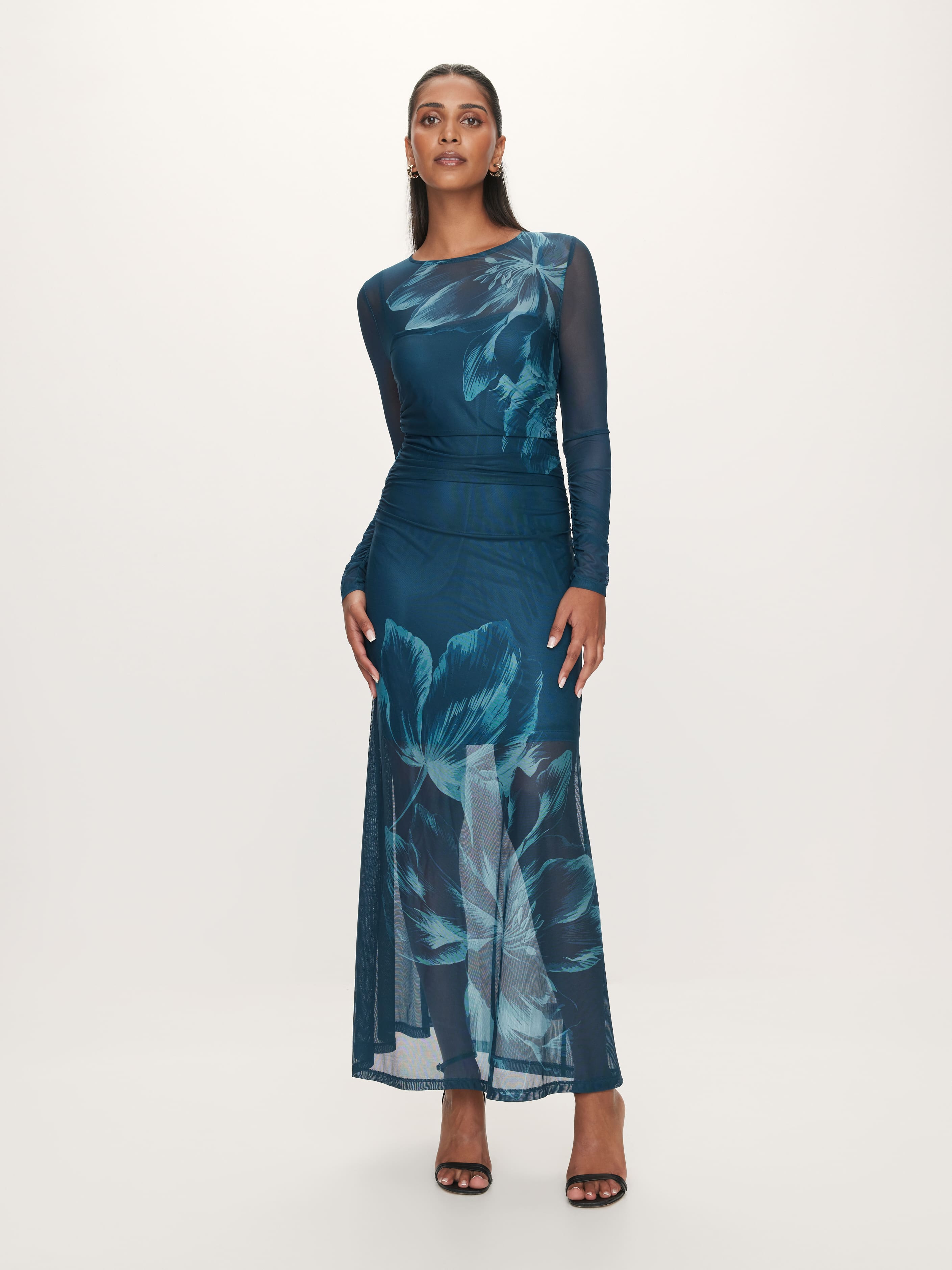 Leo Long Sleeve Mesh Midi Dress