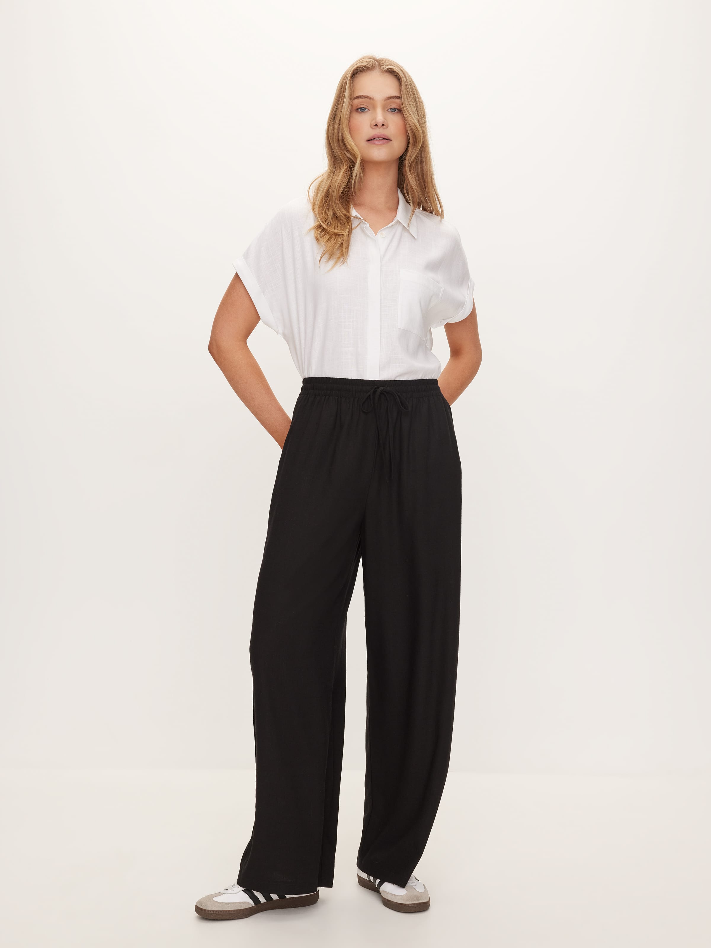 Piper Linen Blend Elastic Waist Pant