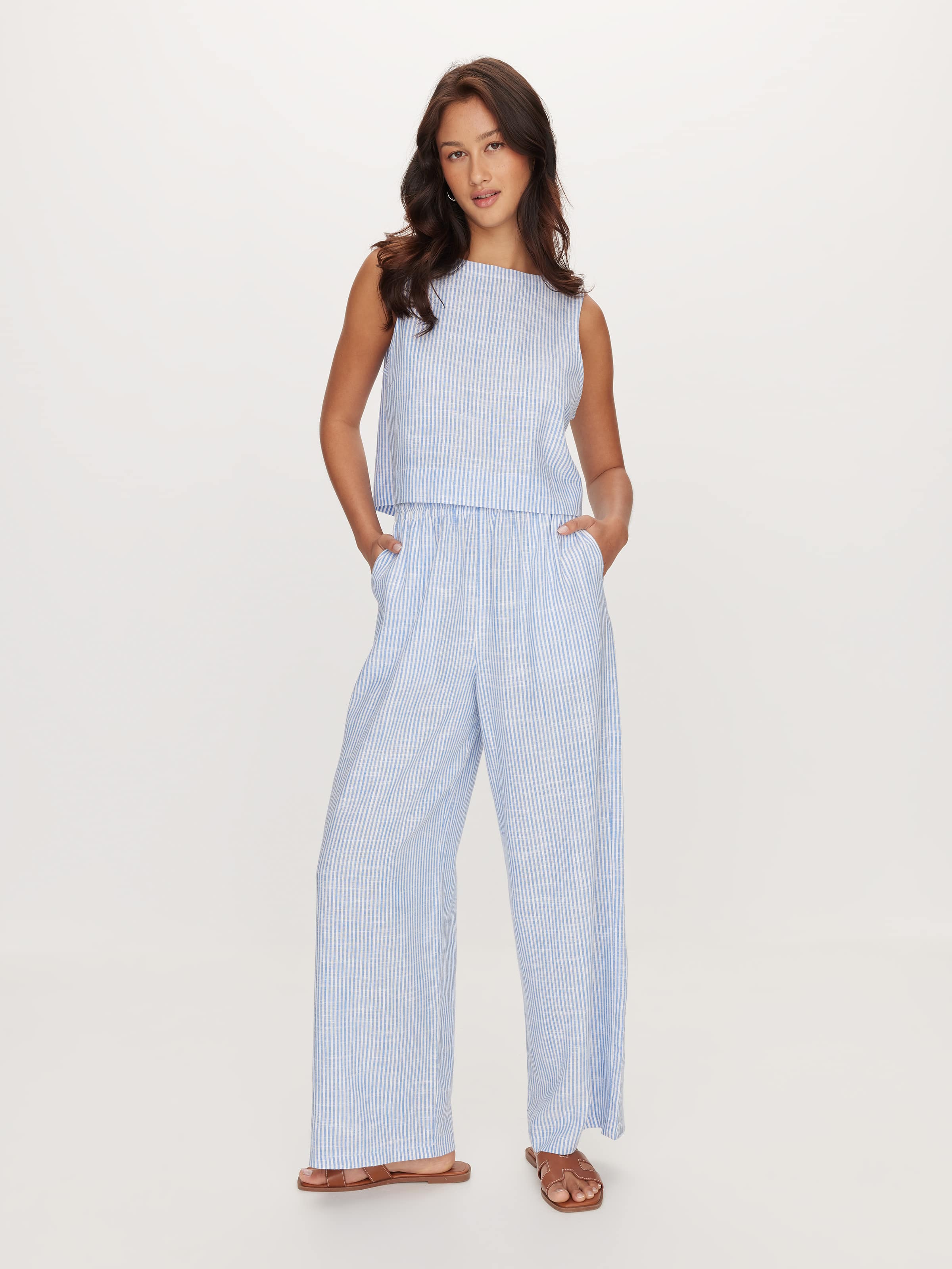 Piper Linen Blend Elastic Waist Pant
