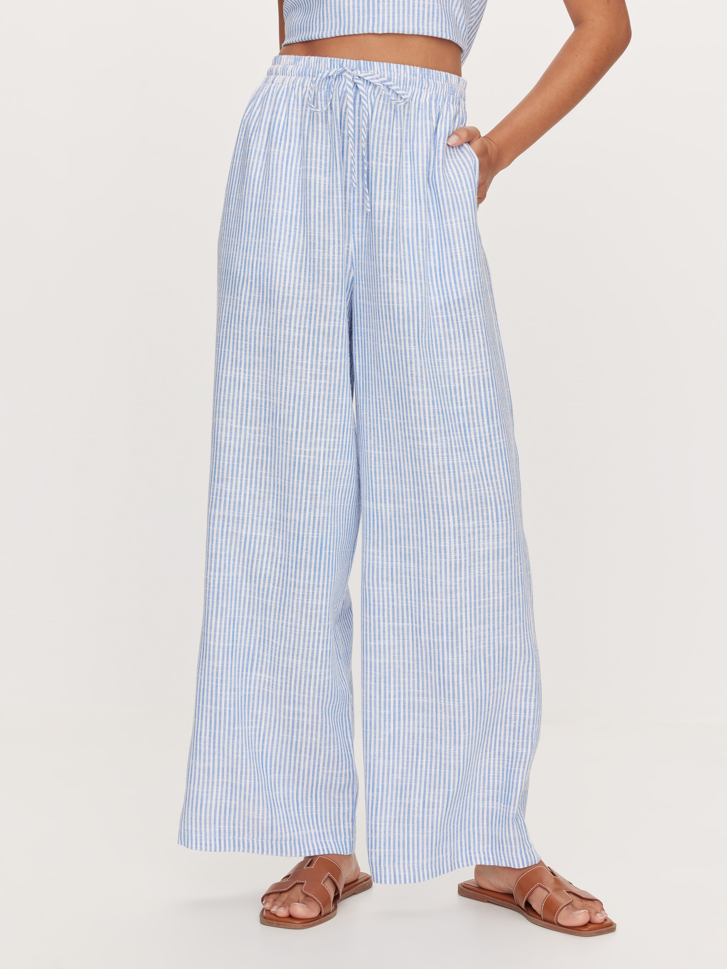 Piper Linen Blend Elastic Waist Pant