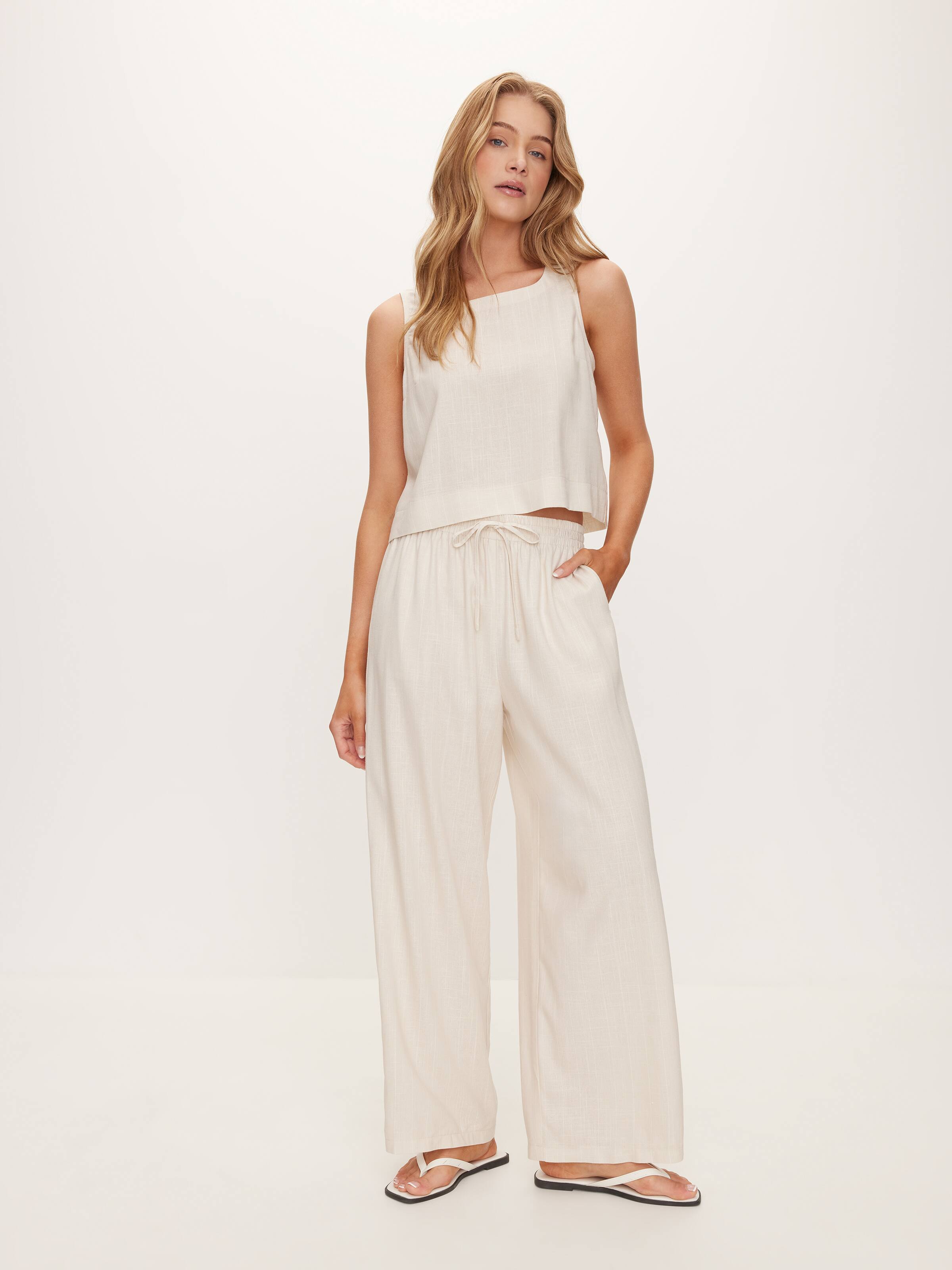 Piper Linen Blend Elastic Waist Pant