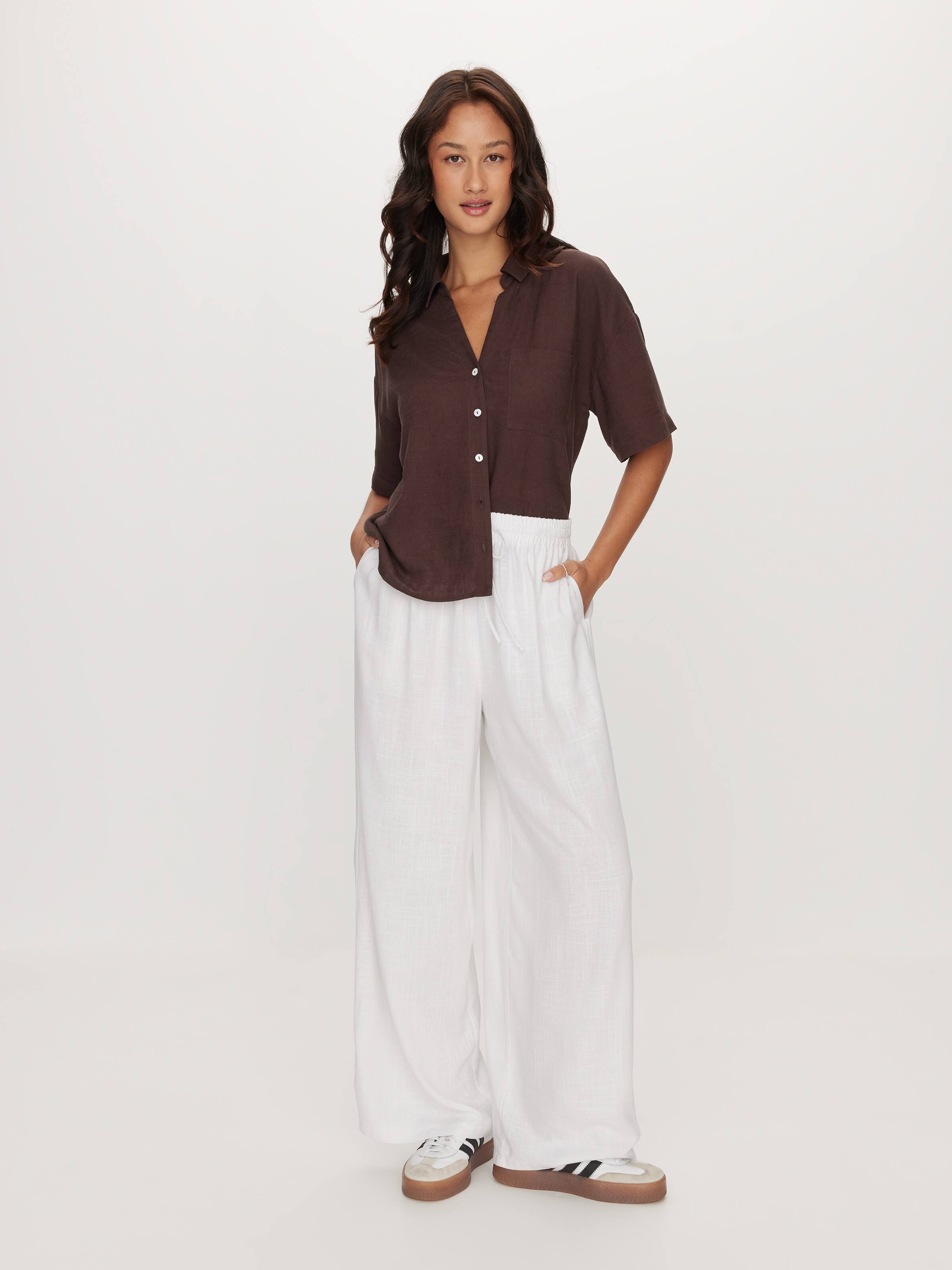 Piper Linen Blend Elastic Waist Pant